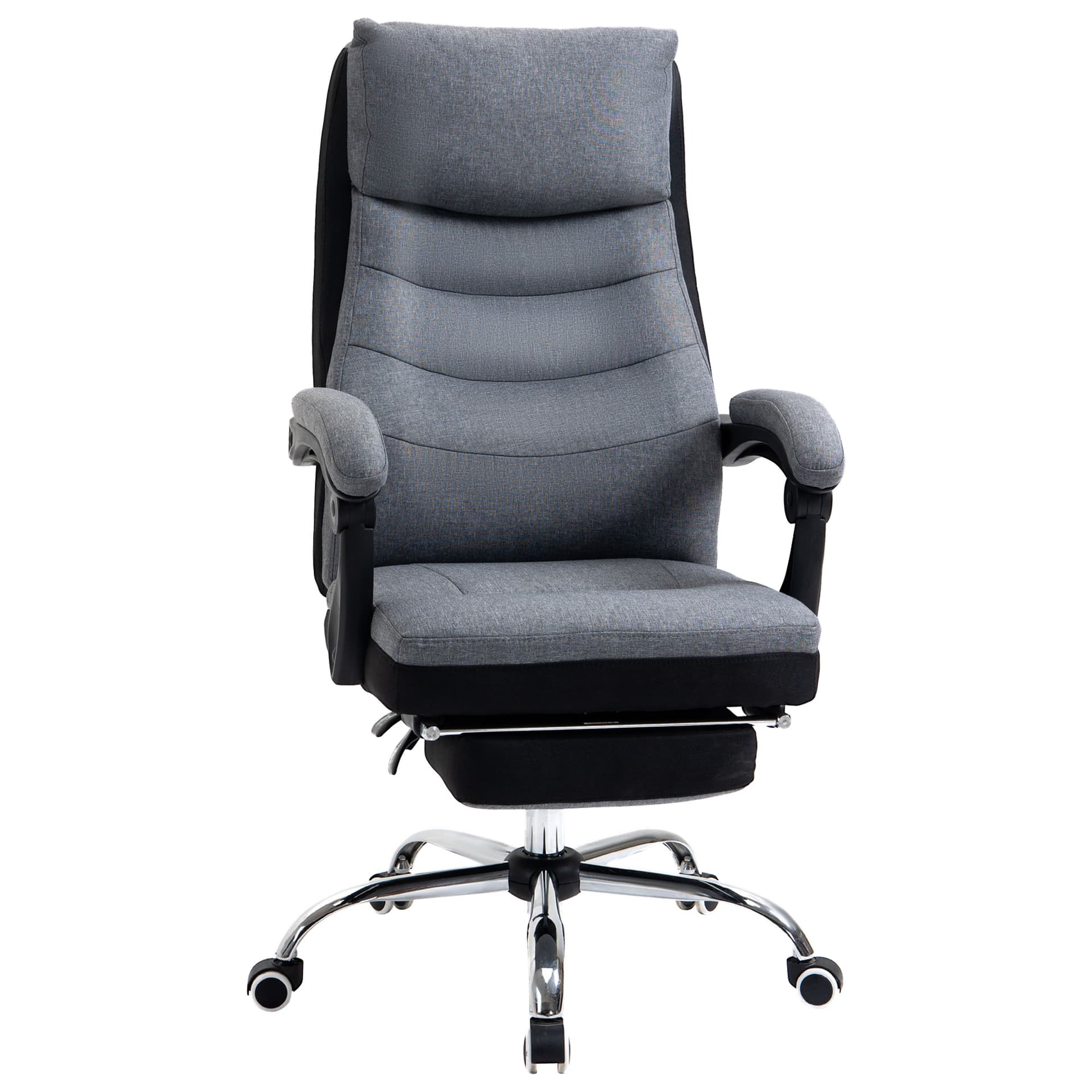 Vinsetto Office Chair Ergonomic Back Computer Desk Chair Big and Tall 360° Swivel Adjustable Recliner Chair with Padded Armrest and Retractable Footrest - Desks - Office Furniture