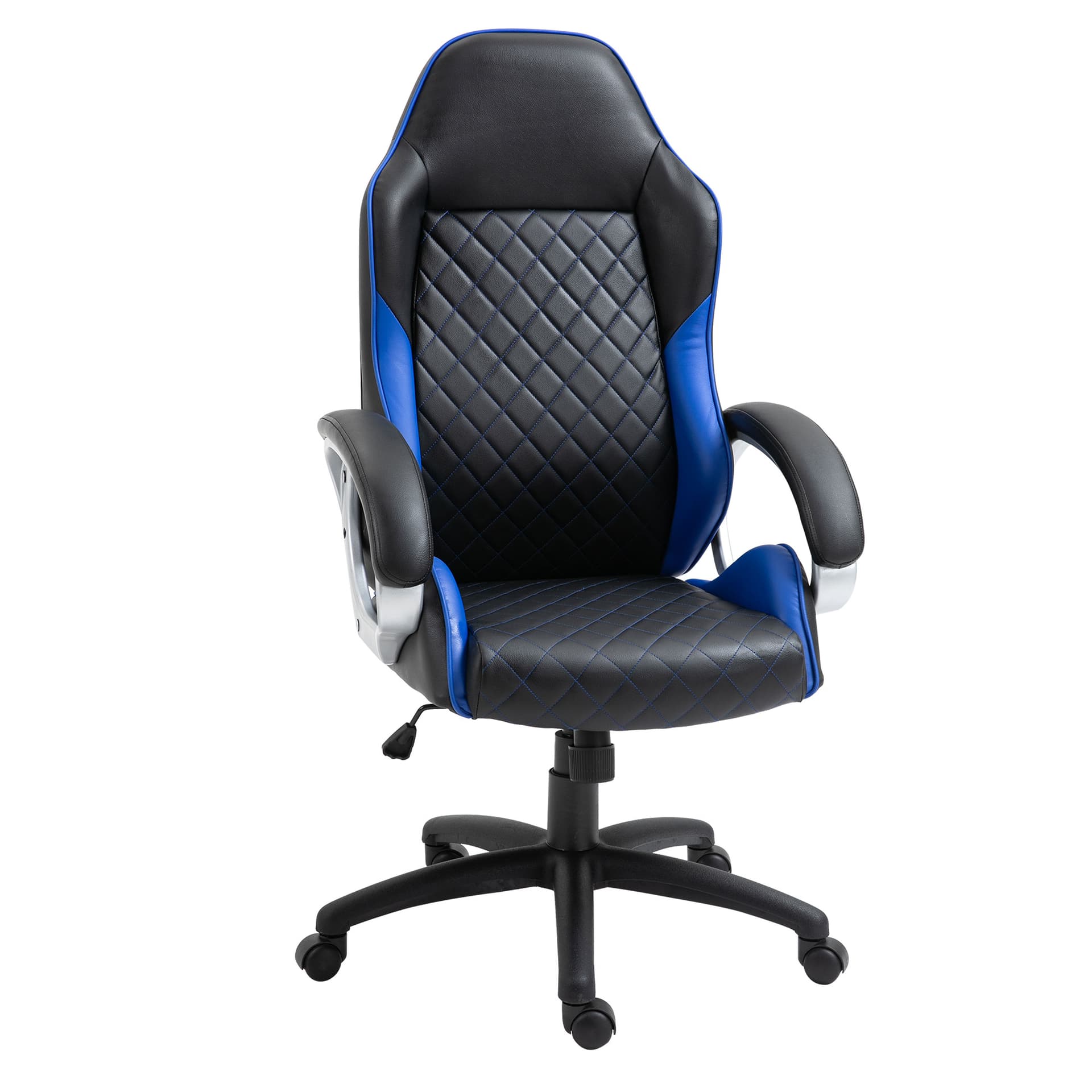 Vinsetto Office Chair Faux Leather Diamond Line High-Back Rocker Swivel Computer Desk Chair with Wheels  Blue - Desks - Office Furniture