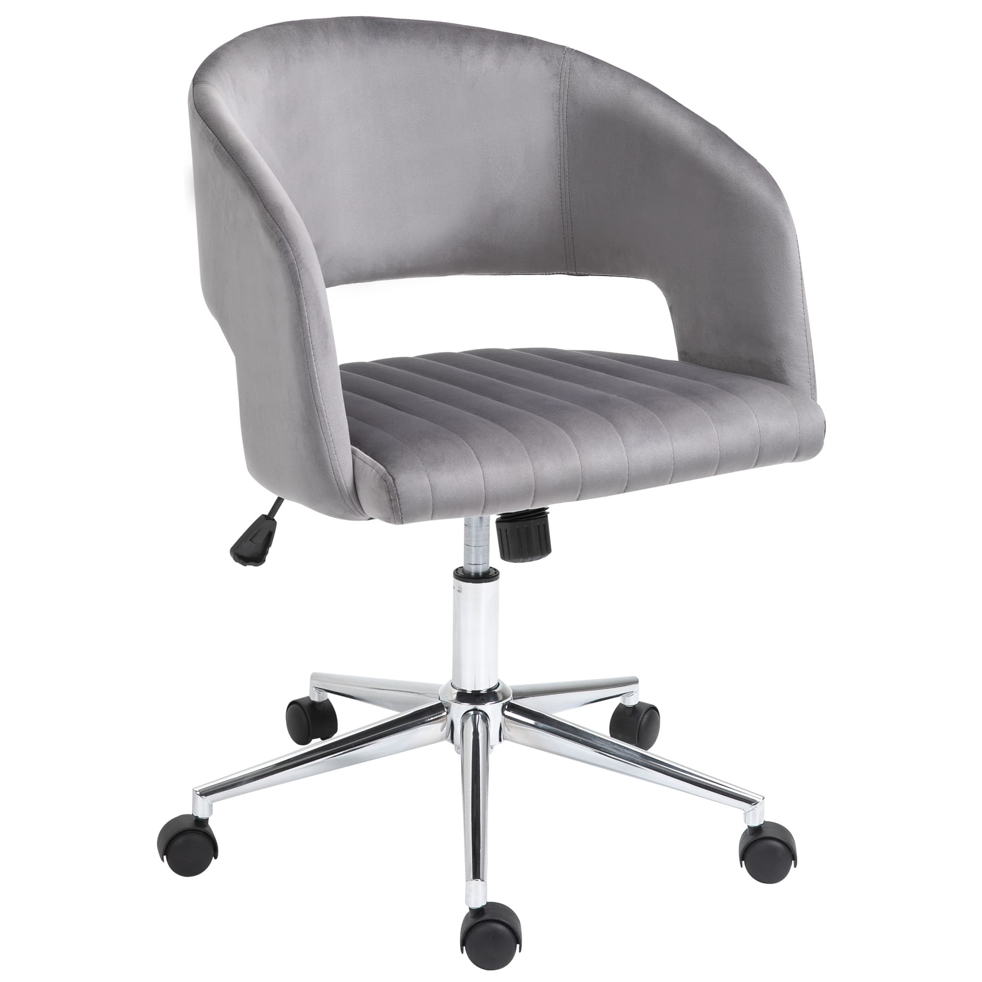 Vinsetto Leisure Office Chair Velvet Fabric Swivel Moon Shape Computer Desk Chair Study with Wheels  Grey - Desks - Office Furniture
