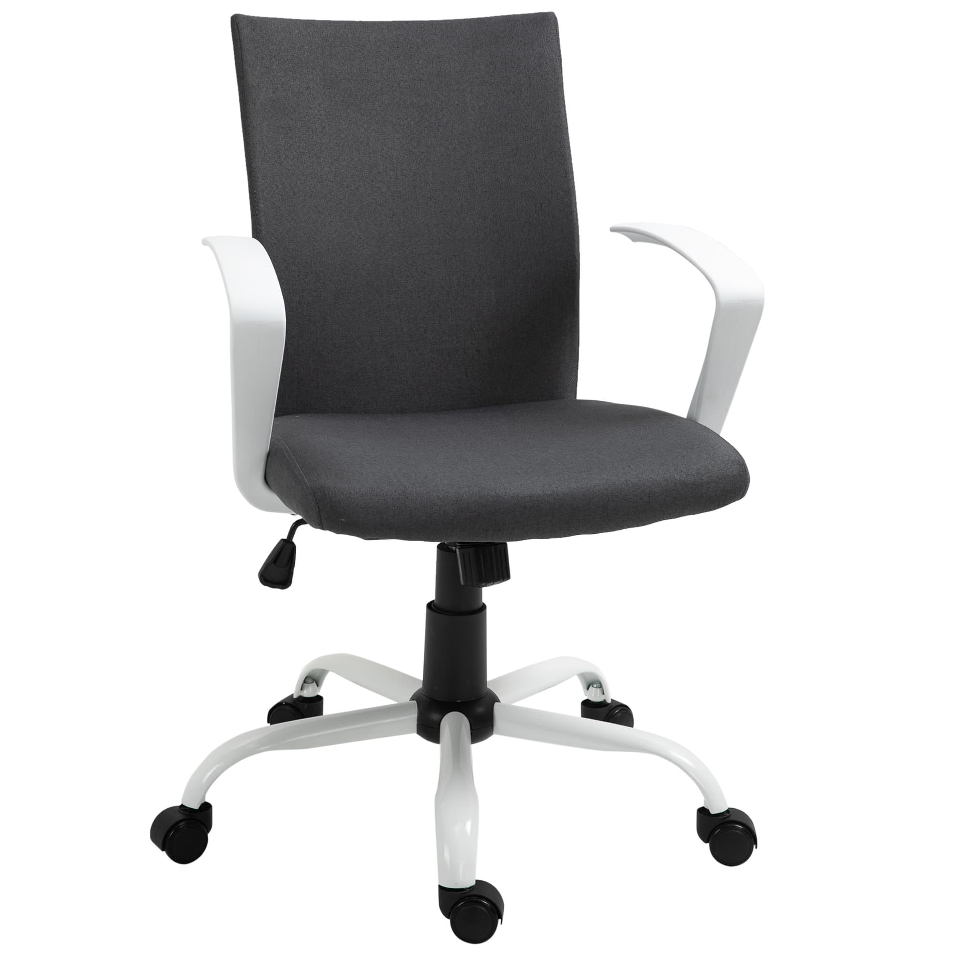 Vinsetto Office Chair Linen Swivel Computer Desk Office Chair  Study Task Chair with Wheels, Arm, Charcoal Grey - Desks - Office Furniture