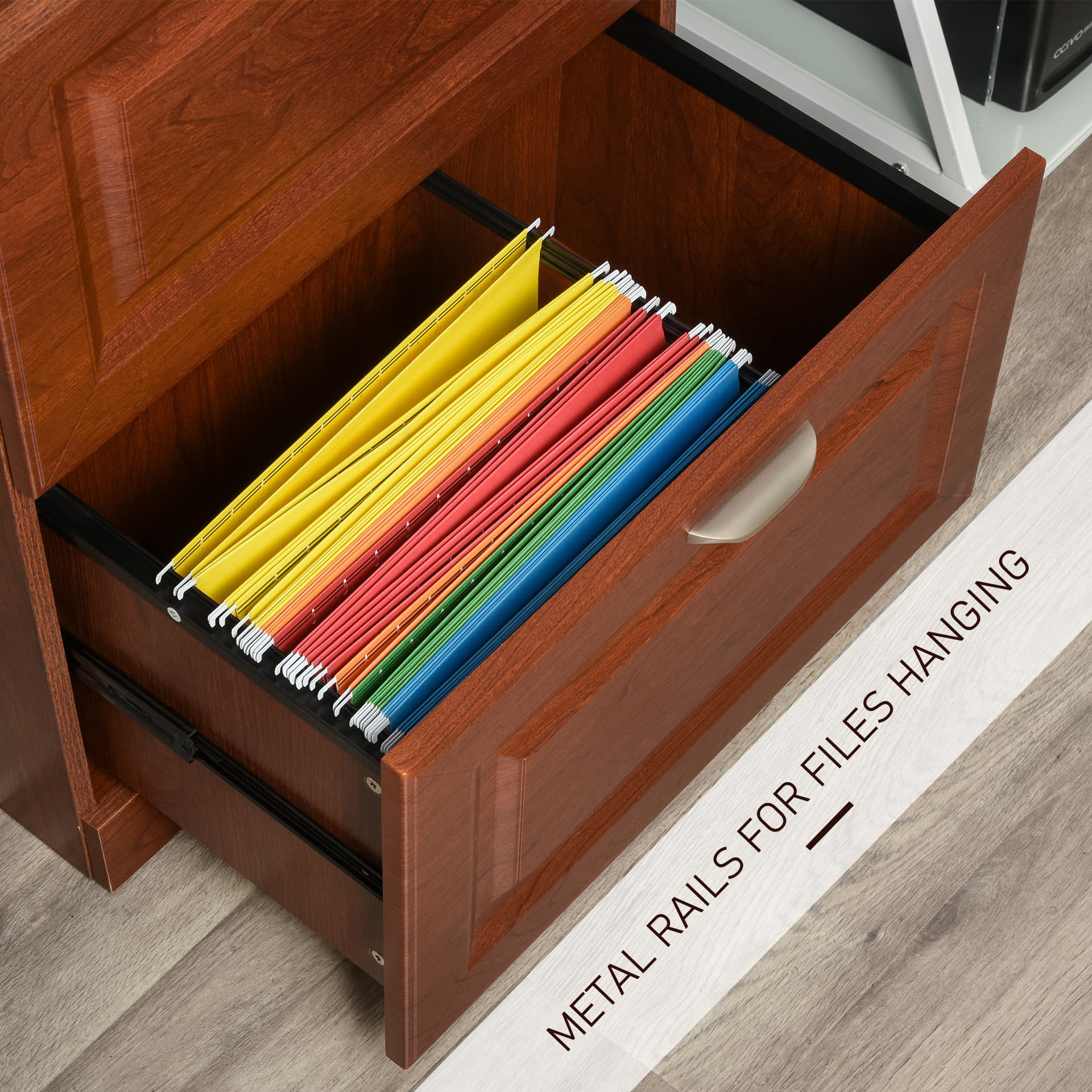 HOMCOM 2-Drawer Lateral File Chest Cabinet Pedestal Wooden Documents Storage for Study - Filing & Storage - Office Furniture