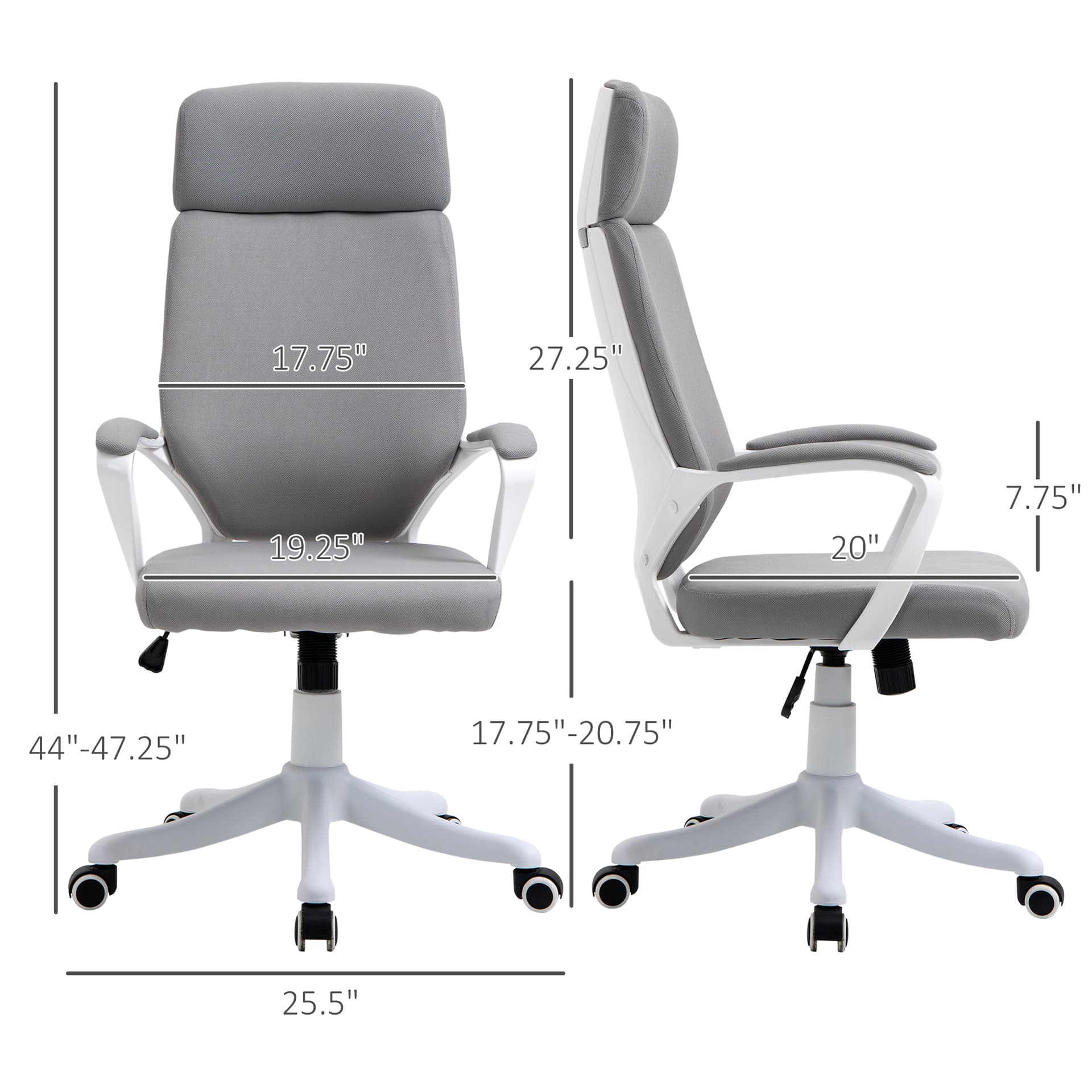 Vinsetto Office Chair High Back 360° Swivel Task Chair Ergonomic Desk Chair with Lumbar Back Support, Adjustable Height - Desks - Office Furniture