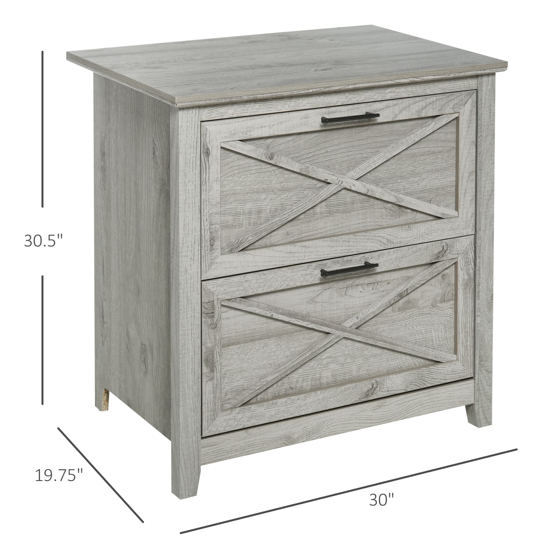 HOMCOM Retro Filing Cabinet with 2 Drawers, File Cabinet with Hanging Bars for Letter and Legal Size Document, Grey - Filing & Storage - Office Furniture