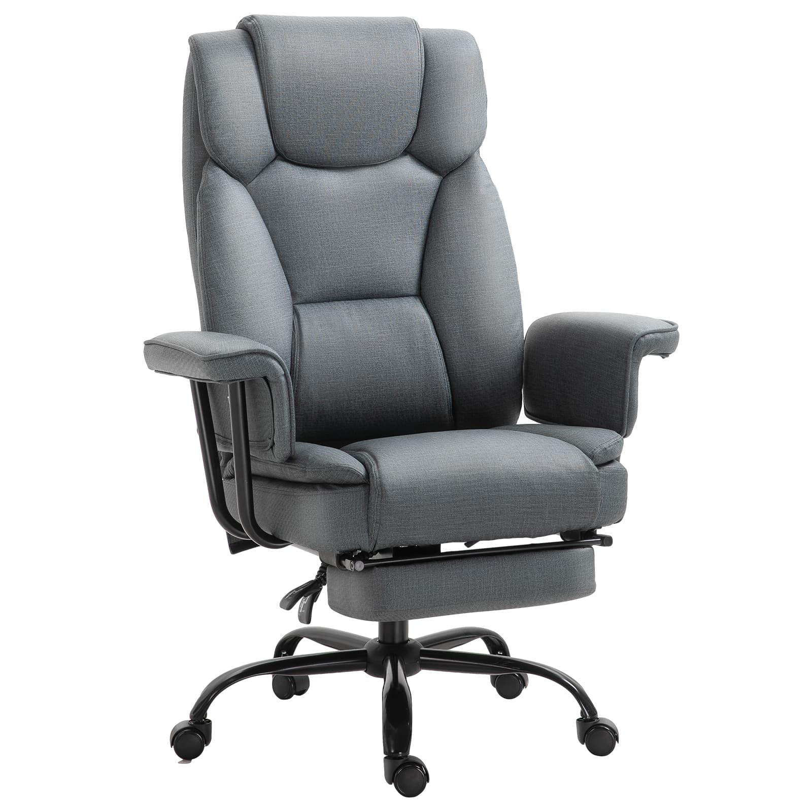 Vinsetto Swivel Reclining Office Chair with Ergonomic with Footrest, Grey - Office Chairs - Office Furniture