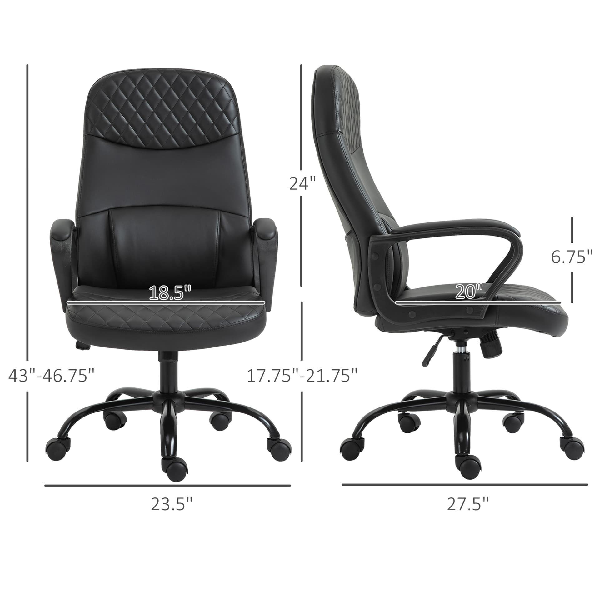 Vinsetto Massage Office Chair, PU Leather Swivel Chair with 2-Point Vibration Lumbar, USB Power and Adjustable Height, Black - Office Products - Office Furniture