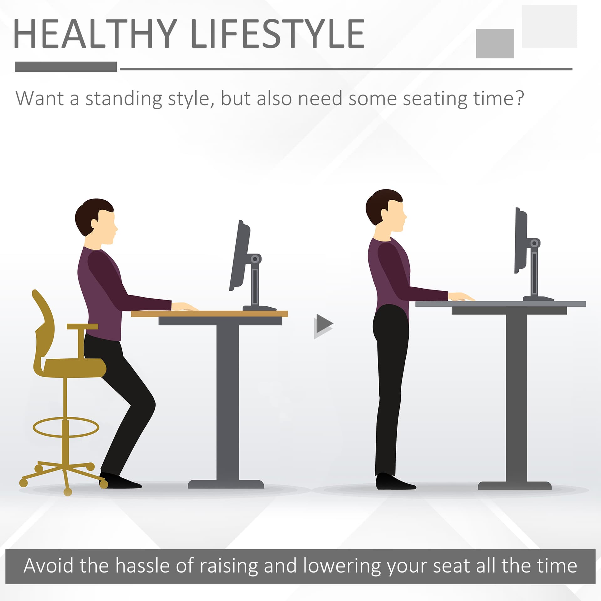 Vinsetto Tall Drafting Desk Chair Office Mesh Standing Chair with Foot Ring, Flip-up Arm, 360° Swivel Wheels, Black - Desks - Office Furniture