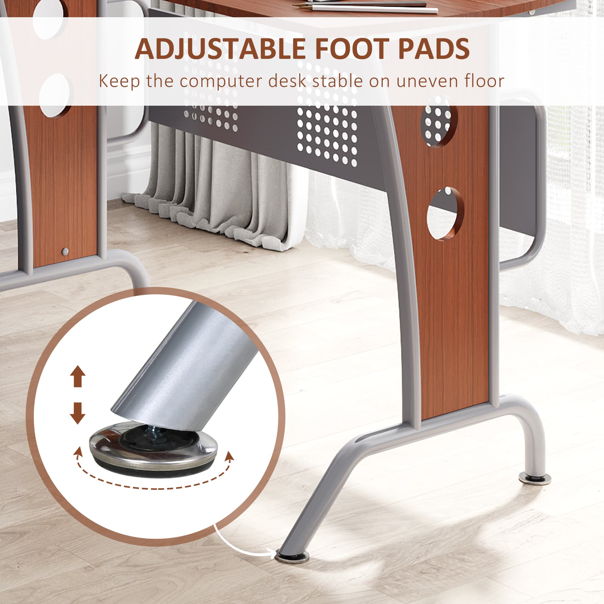 HOMCOM L-Shaped Computer Desk for PC, Corner Table for Small Spaces with Elevated Shelf, Keyboard Tray, CPU Stand, Home Office Workstation, Brown Wood Grain - Desks - Office Furniture