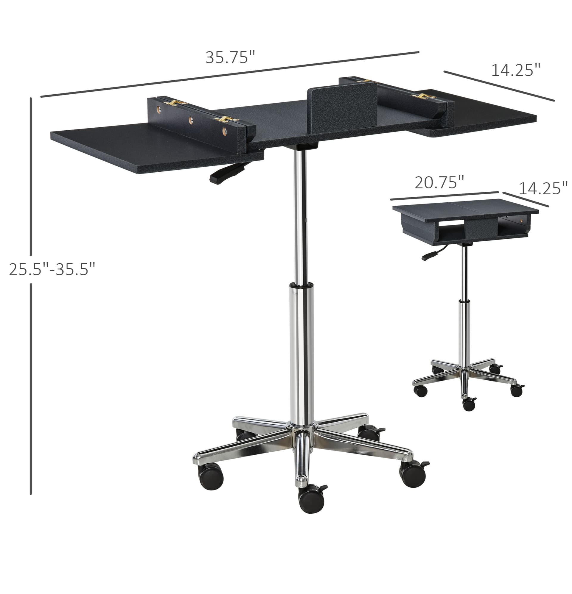 HOMCOM Mobile Laptop Computer Desk Expandable Home Office Table Workstation with Wheels - Desks - Office Furniture