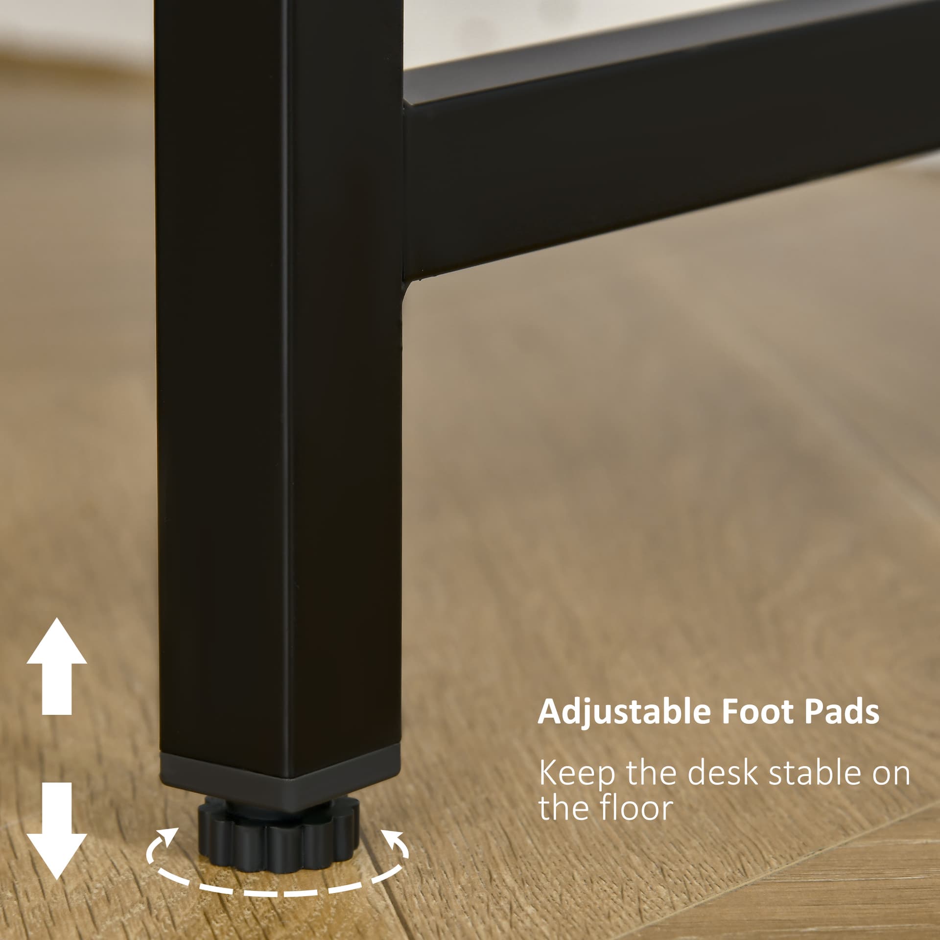 HOMCOM Modern Computer Desk, 47" Writing Desk with Elevate Shelves for Home Office, Black - Desks - Office Furniture