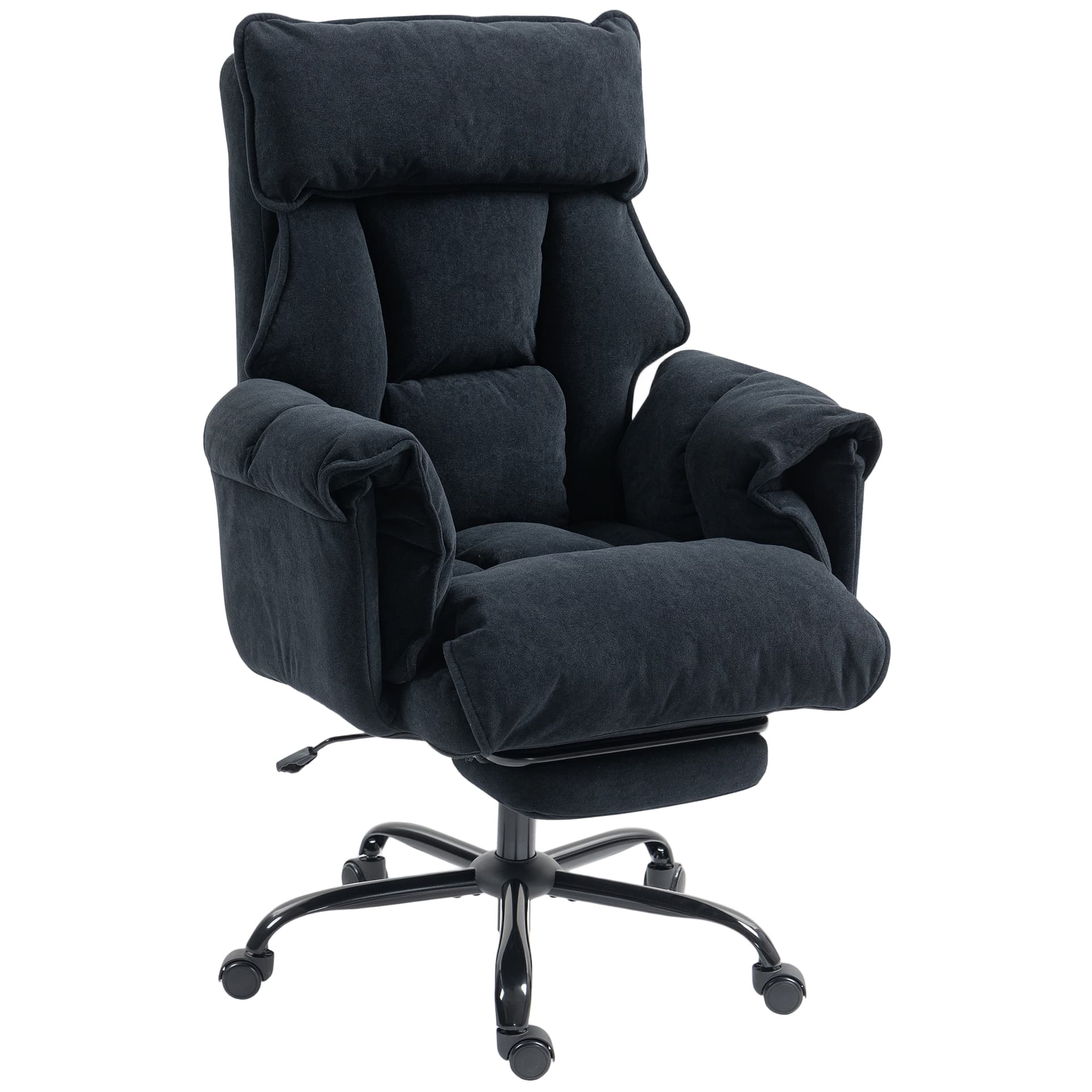Desk Chair, Computer Office Chair with Footrest, Adjustable Backrest and Headrest, Black - Executive & Manager Chairs - Office Furniture