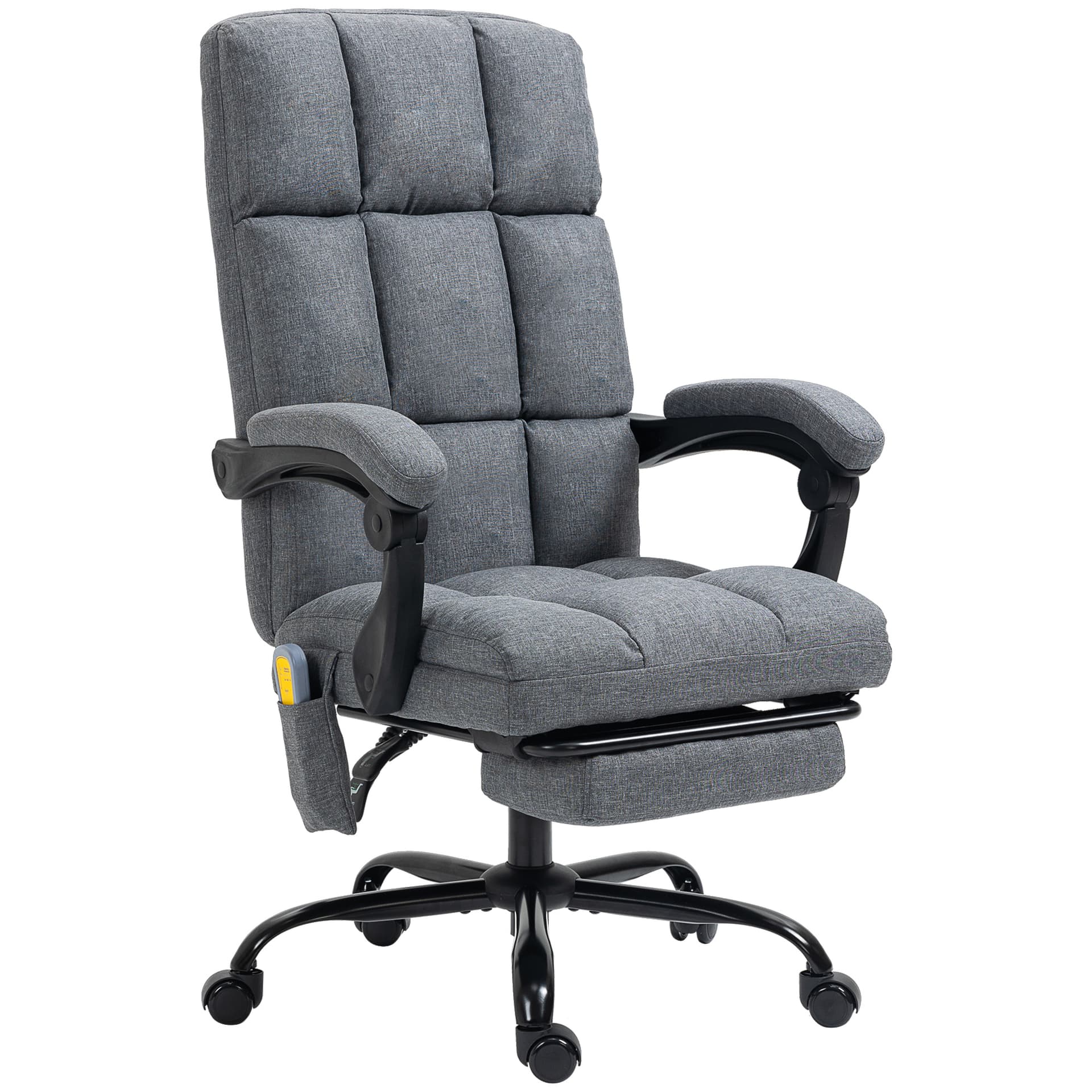 Vinsetto High-Back Vibration Massaging Office Chair, Reclining Office Chair with USB Port, Remote Control, Side Pocket and Footrest, Dark Grey - Office Products - Office Furniture