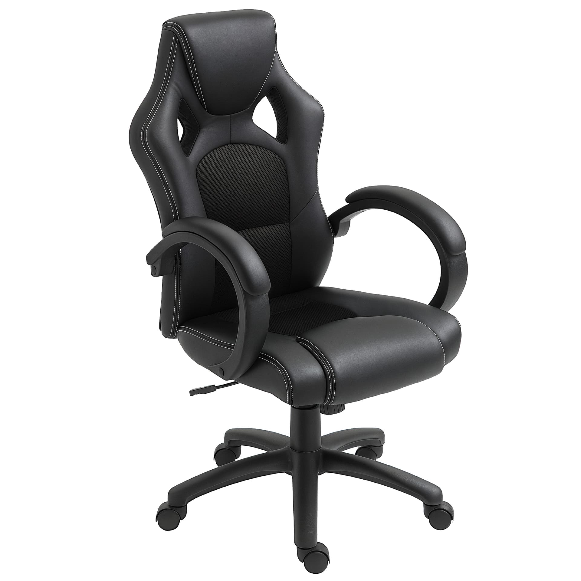 Racing Gaming Chair Office Chair Computer Desk Gamer Chair with Swivel Wheels, Padded Headrest, Tilt Function, Black - Executive & Manager Chairs - Office Furniture