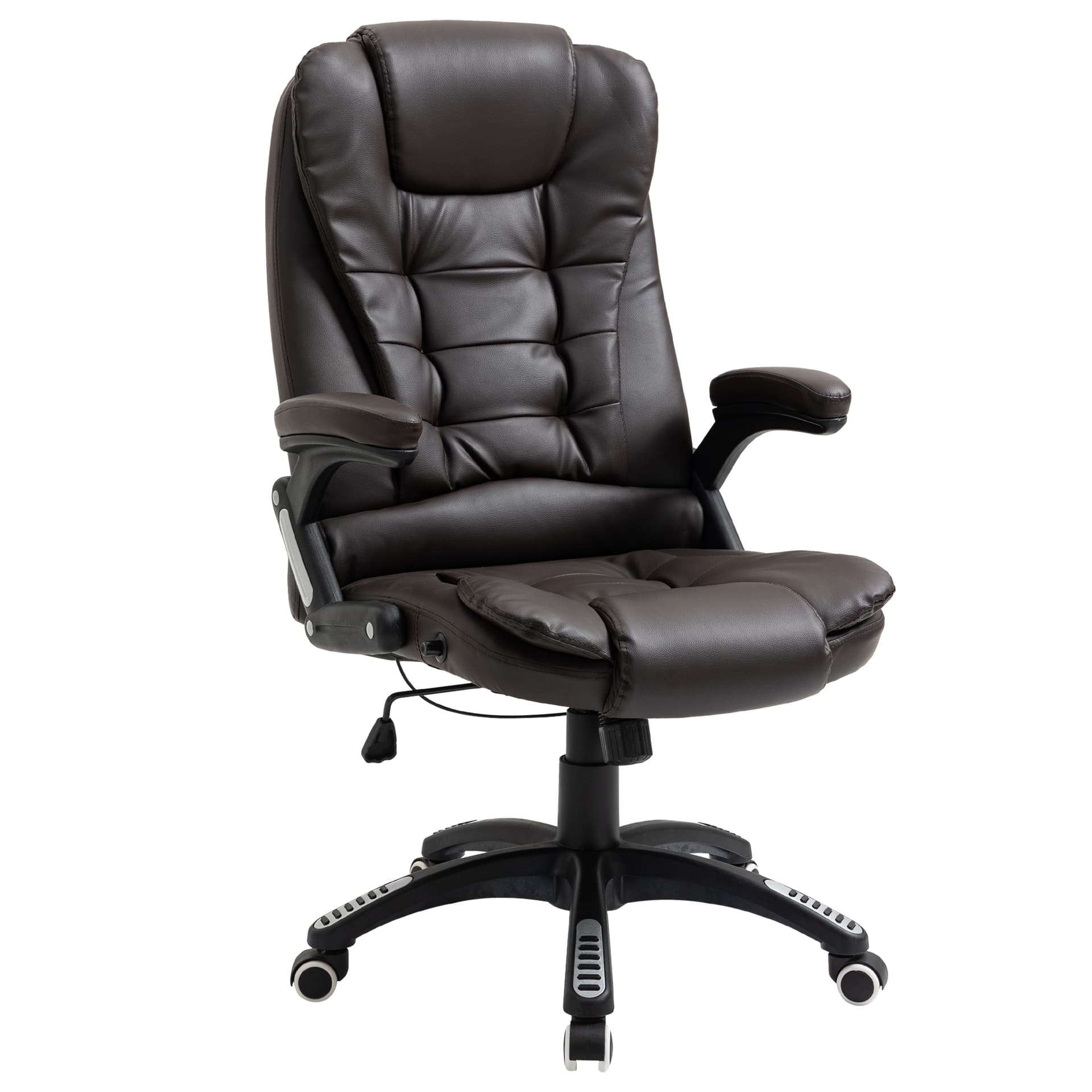 Vinsetto Executive Home Office Chair High Back Ergonomic PU Leather Computer Chair, with Swivel Wheels, Arm, Adjustable Height, Brown - Office Chairs - Office Furniture