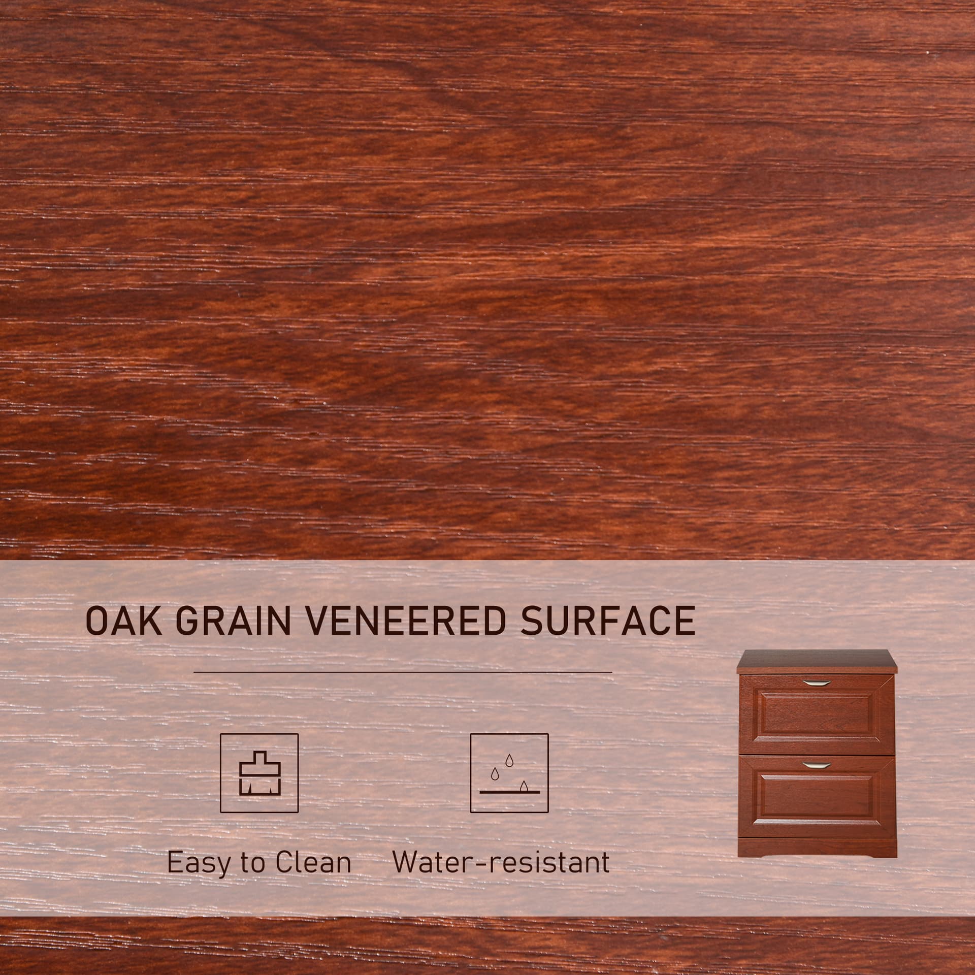 HOMCOM 2-Drawer Lateral File Chest Cabinet Pedestal Wooden Documents Storage for Study - Filing & Storage - Office Furniture