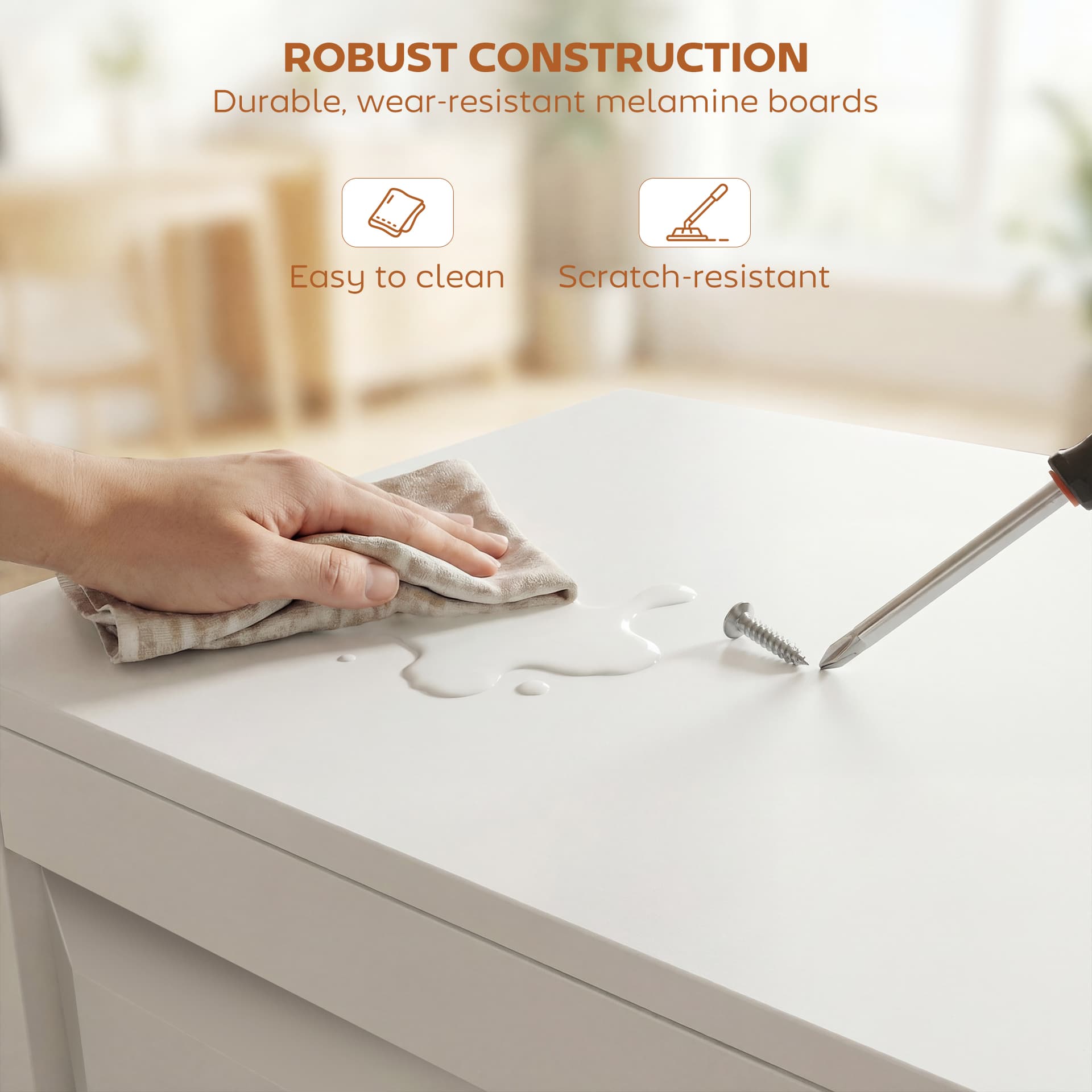 2 Drawer File Cabinet with Lock, Vertical Filing Cabinet with Adjustable Hanging Bars for A4 and Letter Size, White - Office Cabinets & Cupboards - Office Furniture