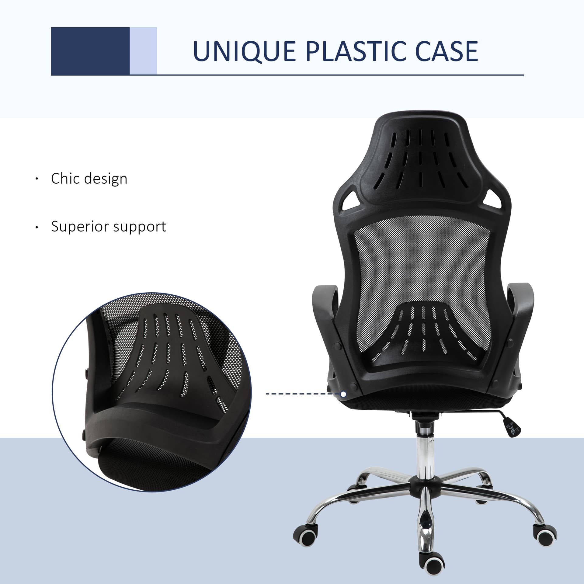 Vinsetto High Back Office Chair Mesh Desk Chair with Adjustable Backrest, Swivel Task Chair with Ergonomic Design Conference Office, Black | Aosom Canada - Desks - Office Furniture