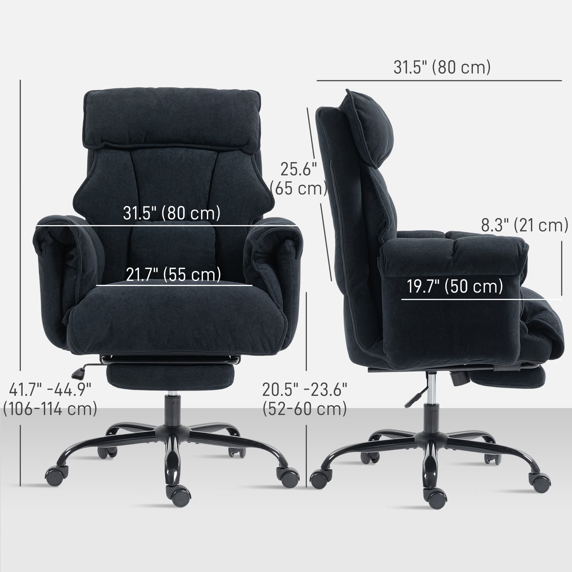 Desk Chair, Computer Office Chair with Footrest, Adjustable Backrest and Headrest, Black - Executive & Manager Chairs - Office Furniture