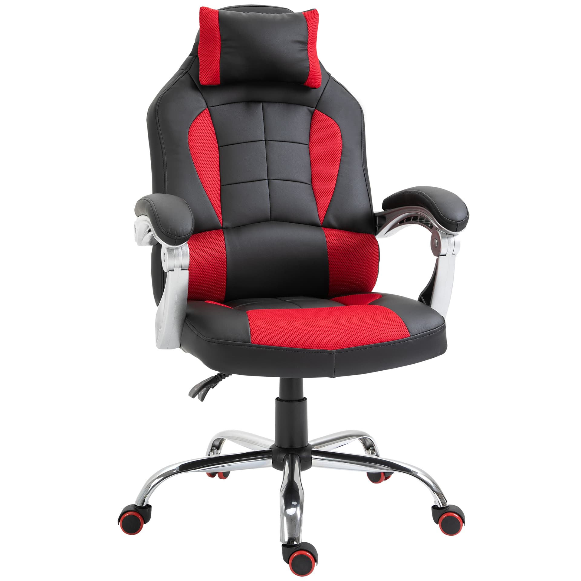 HOMCOM High Back Office Chair, Racing Gaming Chair, Height Adjustable Red - Office Chairs - Office Furniture