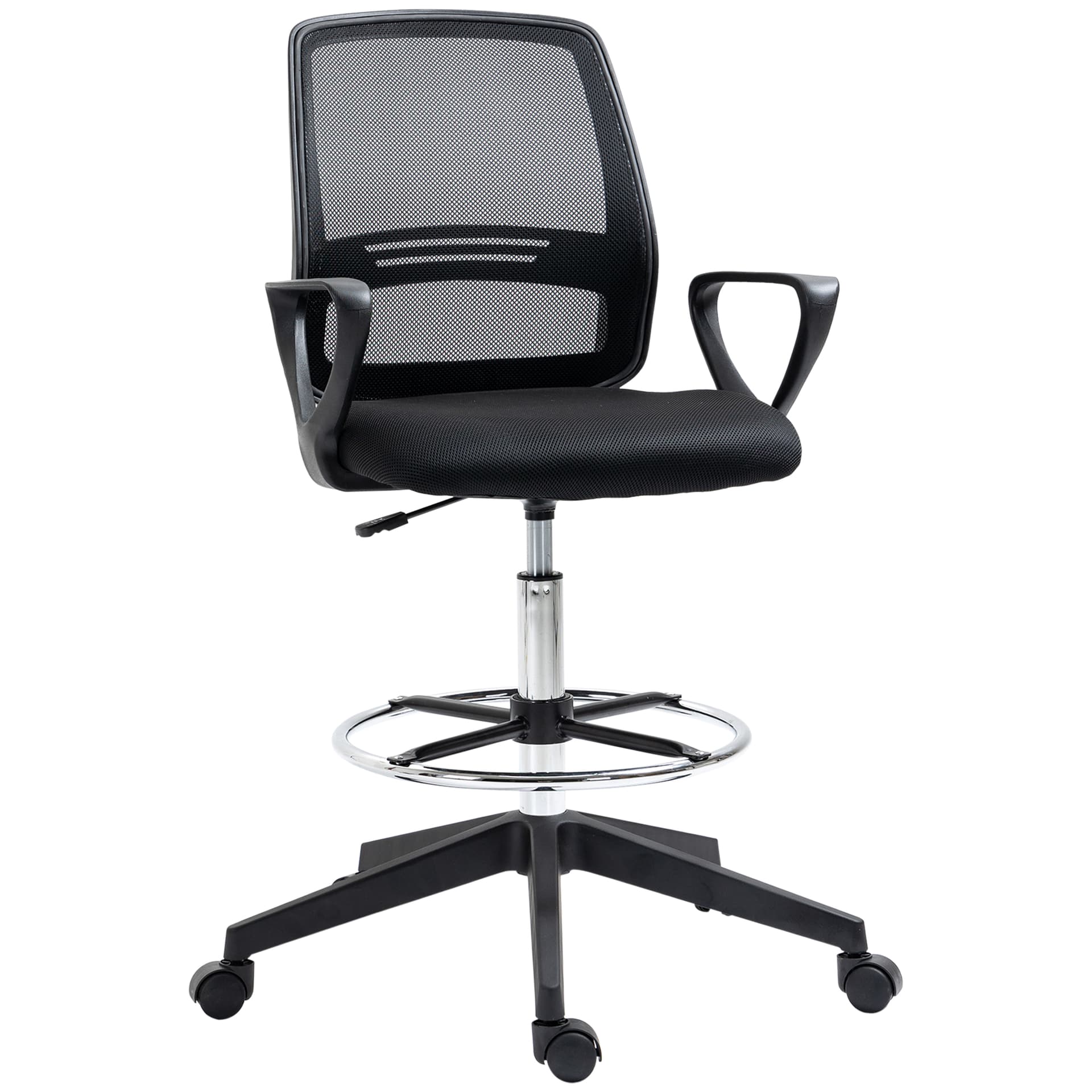 Vinsetto Tall Office Chair 360°  Swivel Drafting Chair Ergonomic Mesh Back with Adjustable Height and Footrest - Office Chairs - Office Furniture