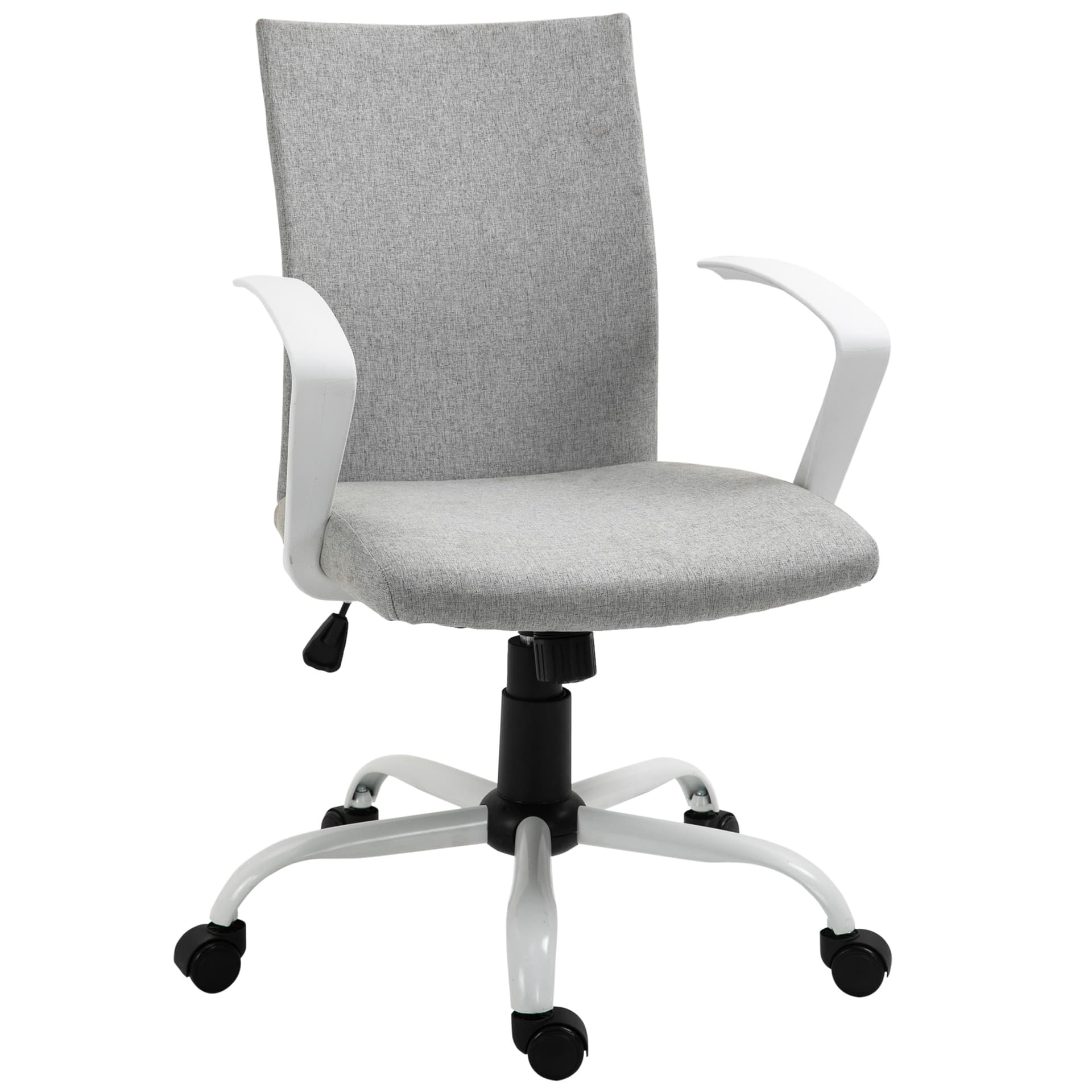Vinsetto Office Chair Linen Swivel Computer Desk Office Chair  Study Task Chair with Wheels, Arm, Light Grey - Desks - Office Furniture