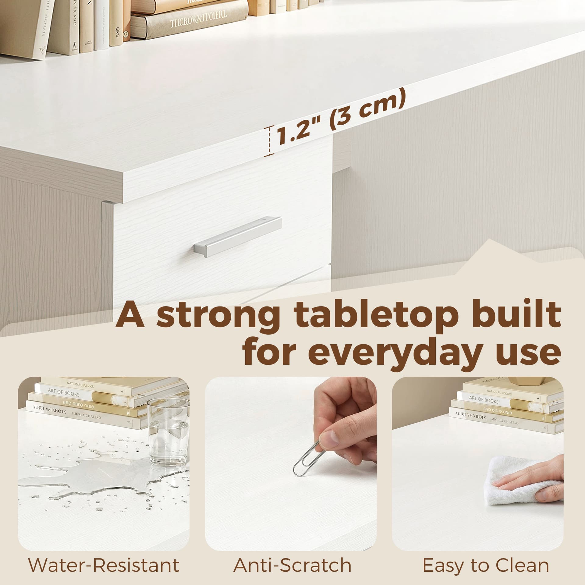 140 cm Computer Desk with Adjustable Shelf Home Office Desk with Drawers and Cabinet White Wood Grain - Computer Desks - Office Furniture