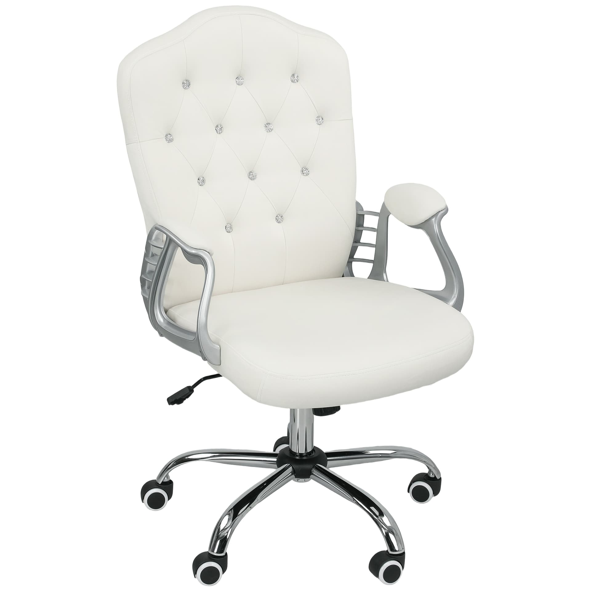 Vanity Office Chair, Velvet Computer Desk Chair with Swivel Wheels, Adjustable Height, Tilt Function, Off-White - Task Chairs - Office Furniture