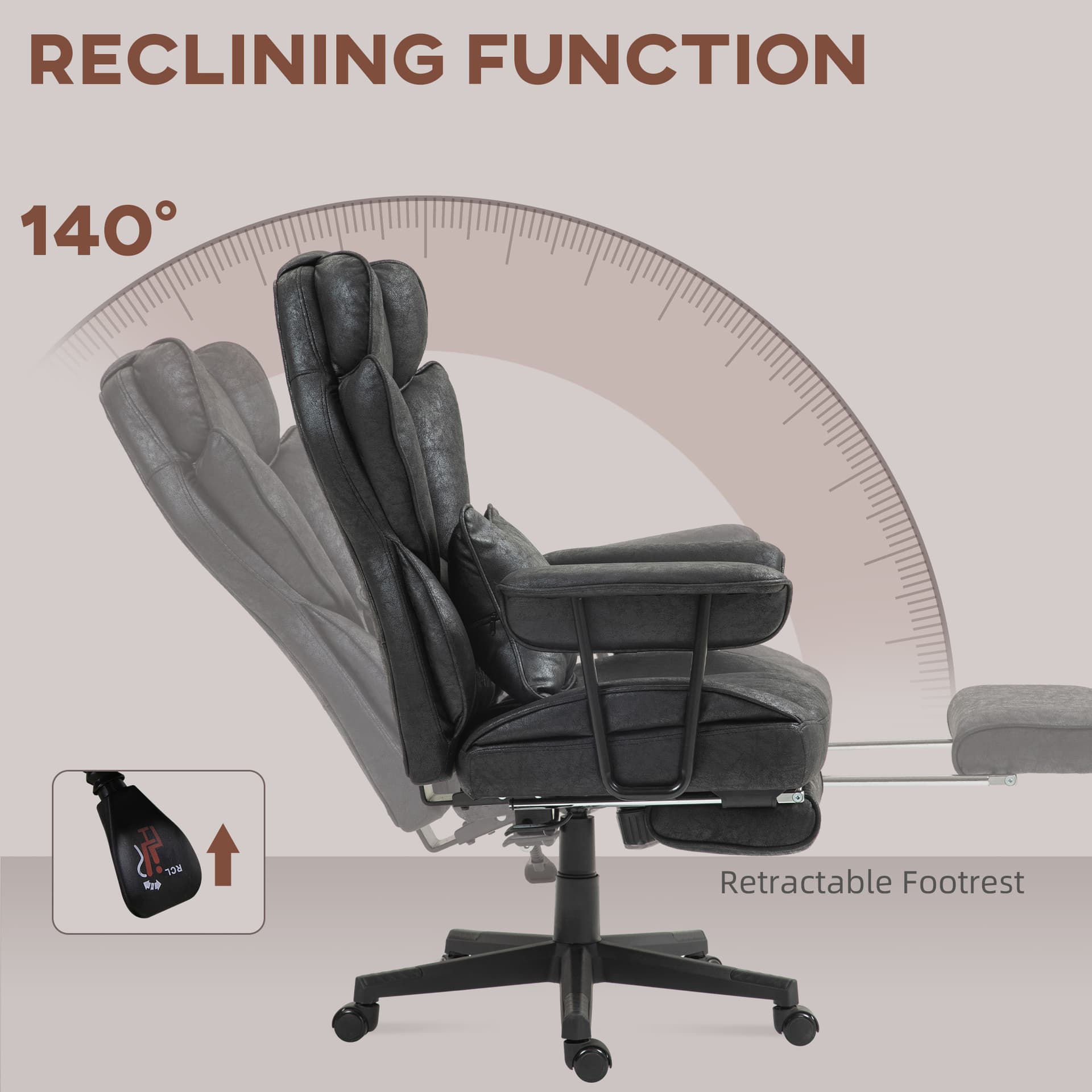 Big and Tall Office Chair with Foot Rest, 400LBS High Back Desk Chair with Padded Armrests, Lumbar Support, Black - Executive & Manager Chairs - Office Furniture