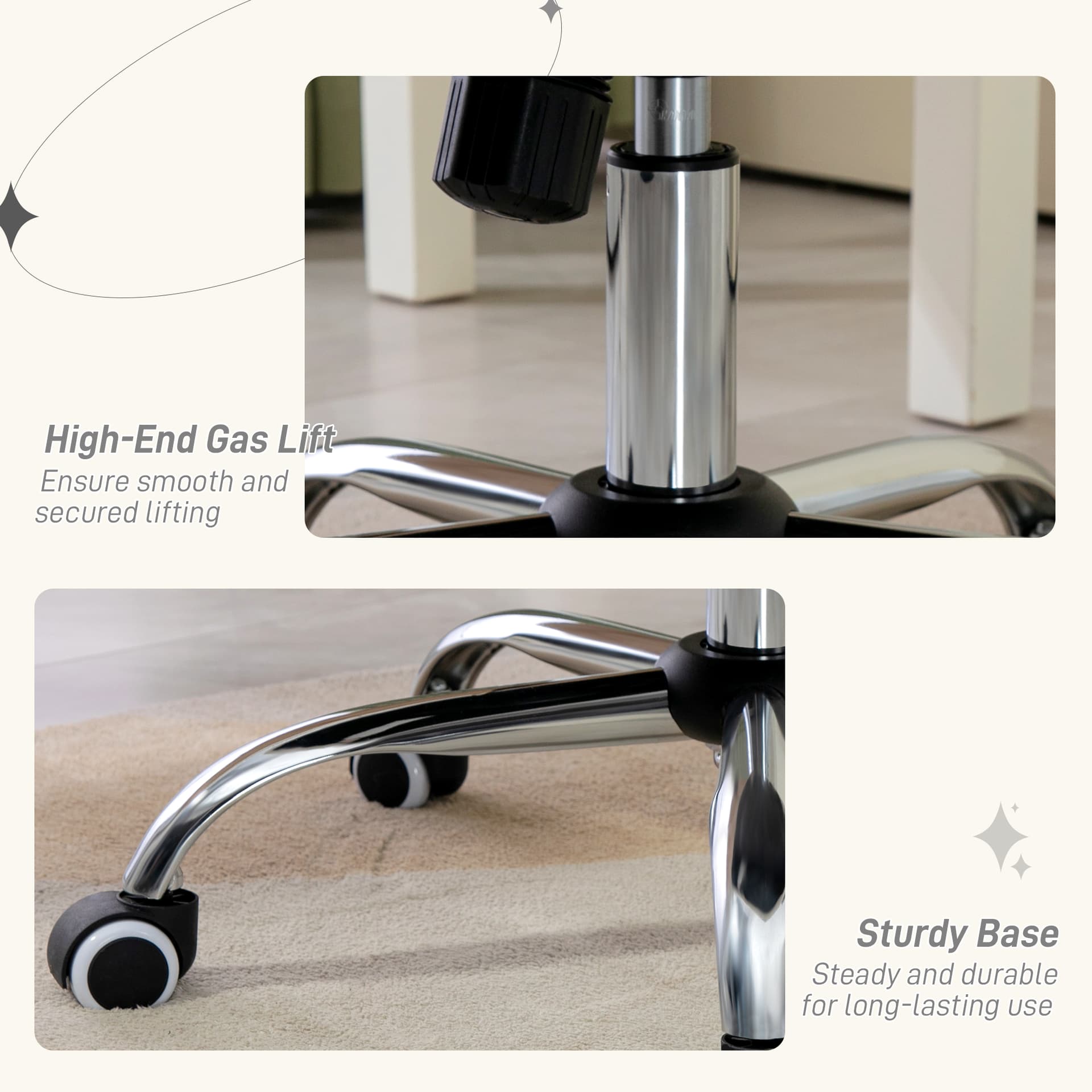 Vanity Office Chair, Velvet Computer Desk Chair with Swivel Wheels, Adjustable Height, Tilt Function, Off-White - Task Chairs - Office Furniture
