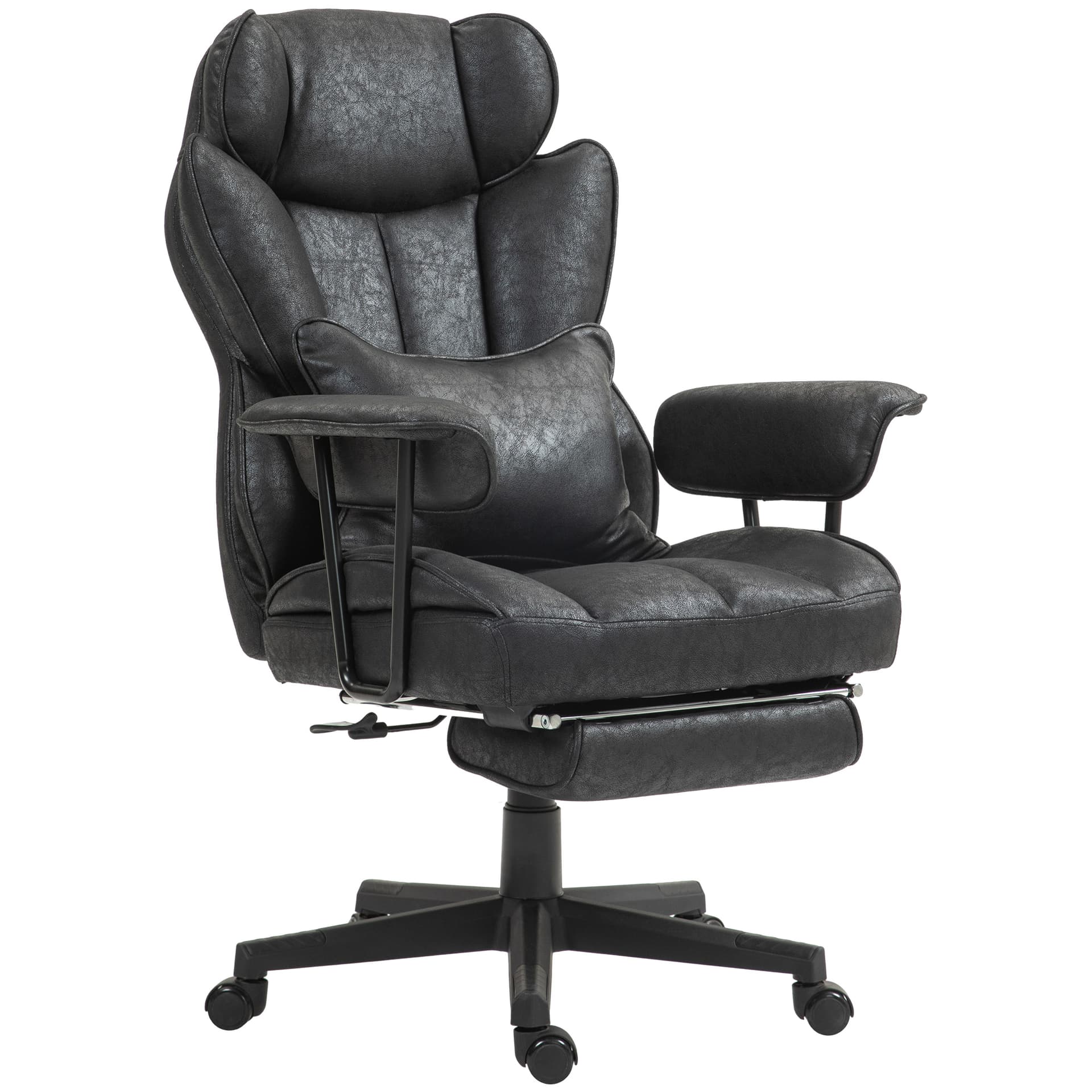 Big and Tall Office Chair with Foot Rest, 400LBS High Back Desk Chair with Padded Armrests, Lumbar Support, Black - Executive & Manager Chairs - Office Furniture