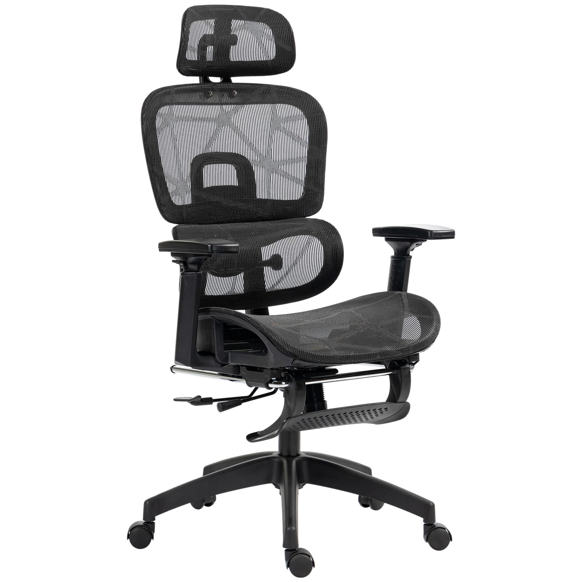 Mesh Office Chair with 3D Armrest, High Back Desk Chair with Lumbar Support, 135° Reclining, Adjustable Headrest, Black - Task Chairs - Office Furniture