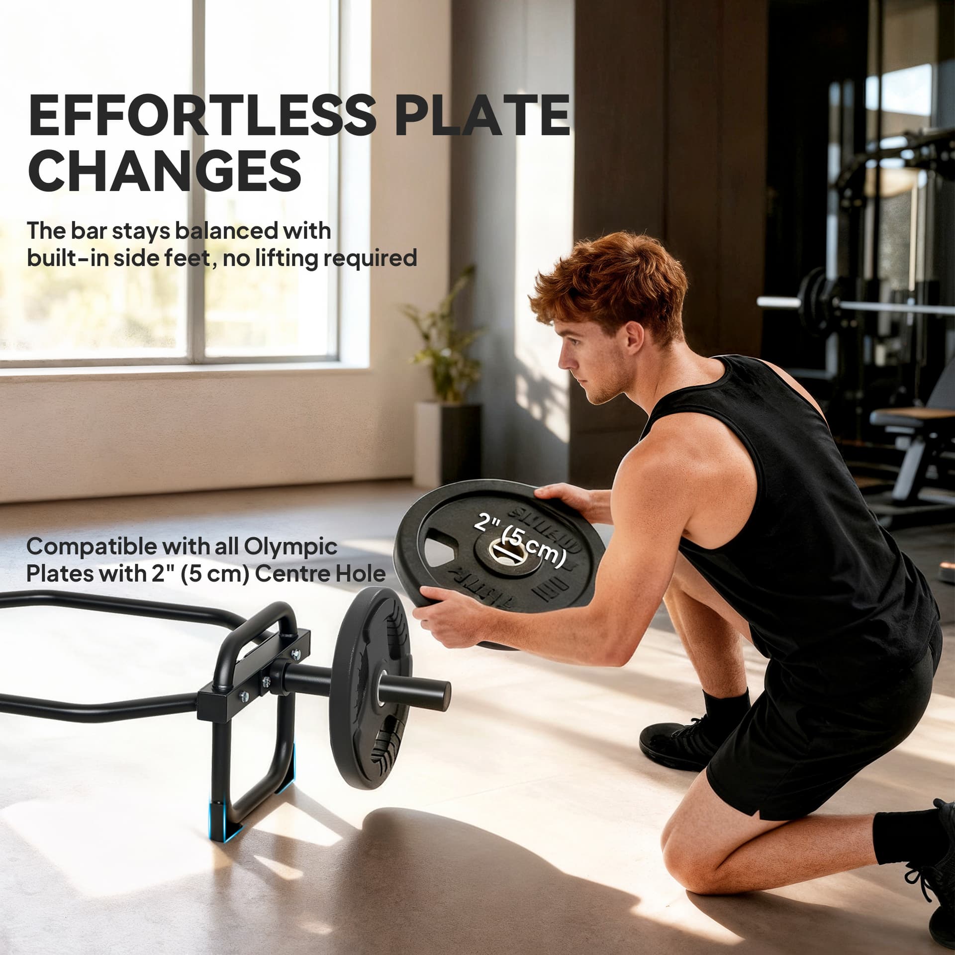 Soozier Trap Bar, Olympic Deadlifting Bar, 2" Hex Barbell Bar for Deadlifts and Shrugs, 660 lbs Capacity, Black - Writing Desks - Office Furniture