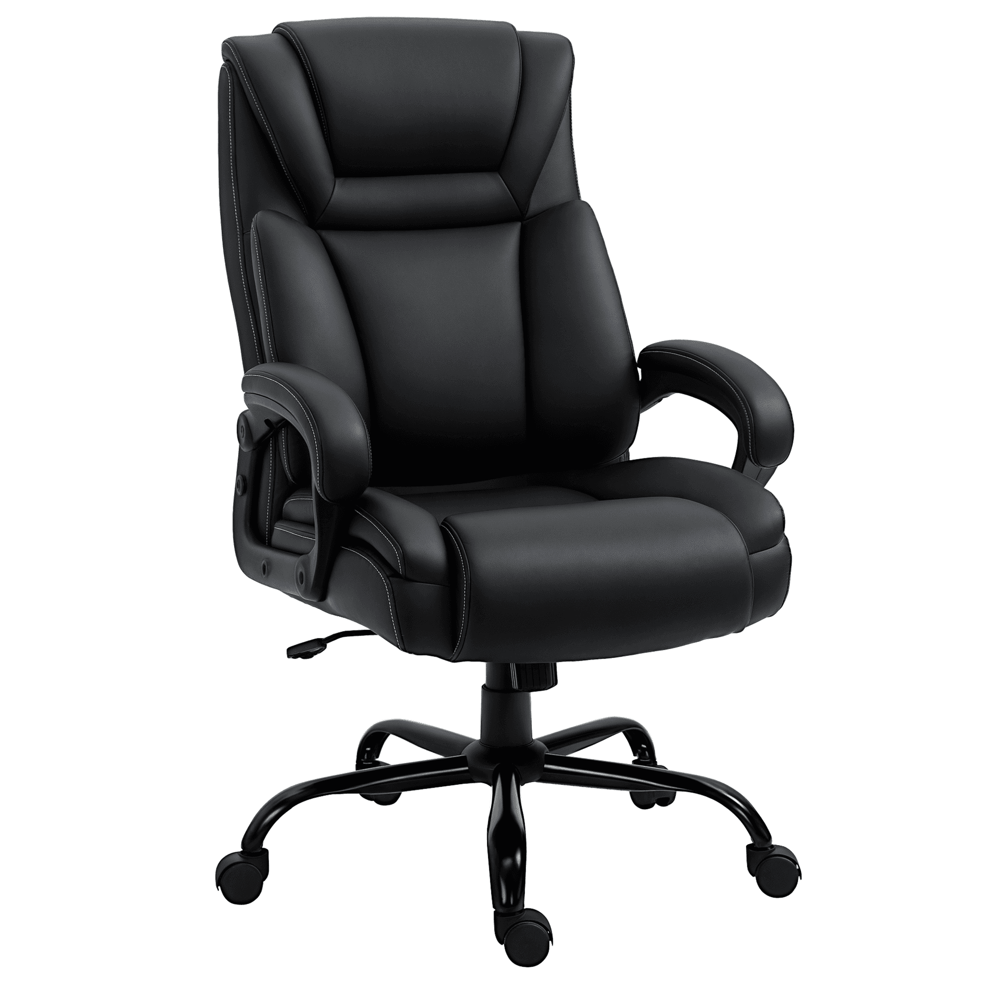PU Leather Executive Office Chair with High Back, Adjustable Height and Swivel Wheels, 400LBS Capacity, Black - Executive & Manager Chairs - Office Furniture