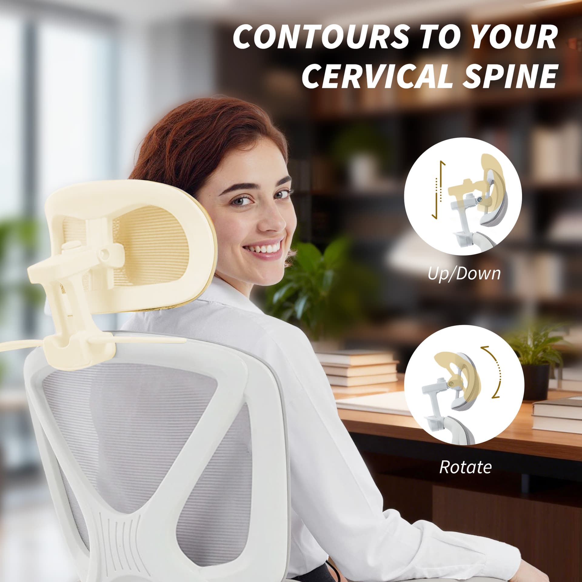 Mesh Desk Chair with Adjustable Headrest, Reclining Ergonomic Office Chair with Footrest, Light Grey - Task Chairs - Office Furniture