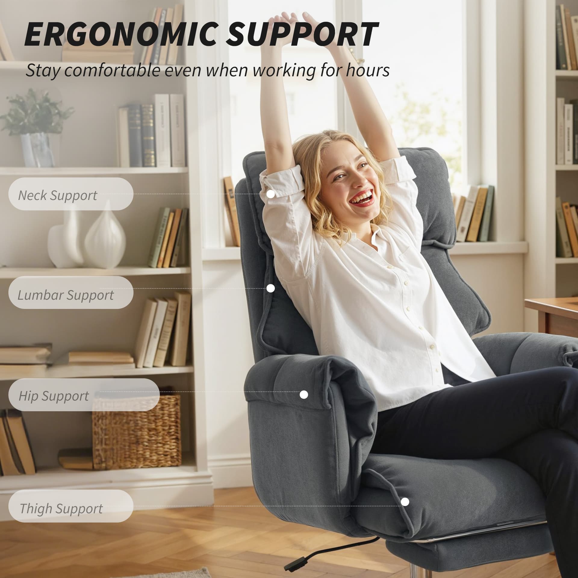 Desk Chair, Computer Office Chair with Footrest, Adjustable Backrest and Headrest, Dark Grey - Executive & Manager Chairs - Office Furniture