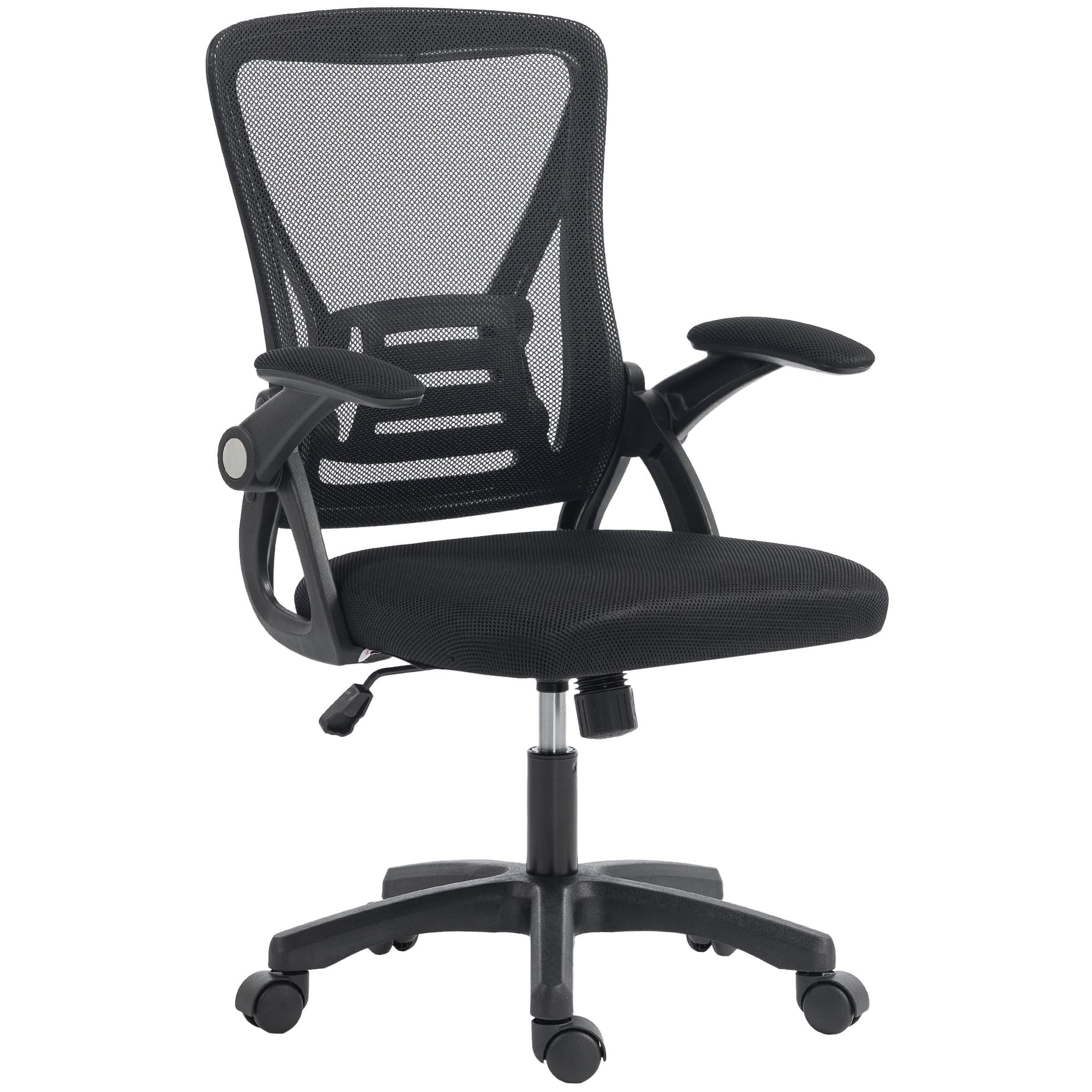 Office Chair, Mesh Desk Chair with Flip-up Armrests, Lumbar Support, Adjustable Height, Black - Task Chairs - Office Furniture
