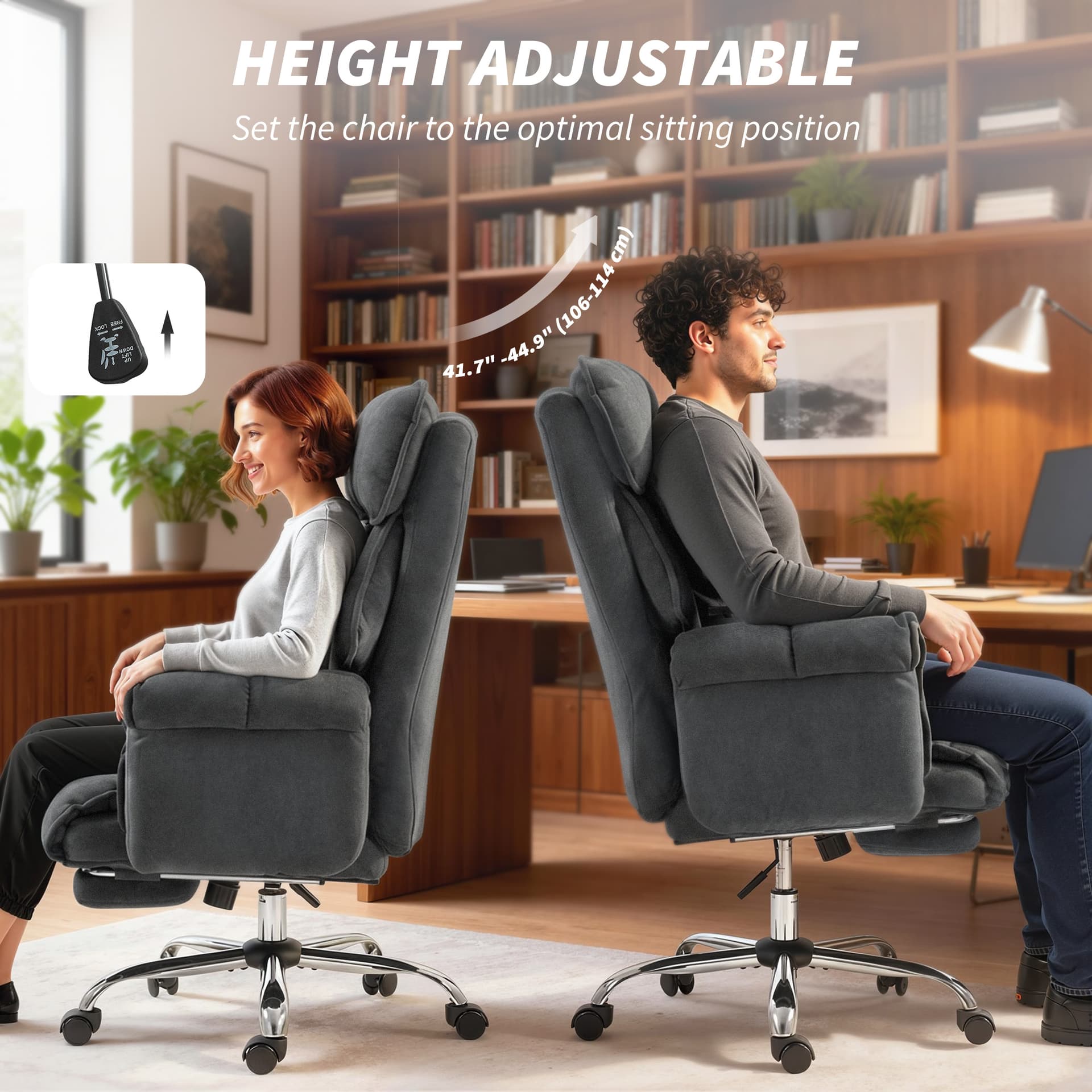 Desk Chair, Computer Office Chair with Footrest, Adjustable Backrest and Headrest, Dark Grey - Executive & Manager Chairs - Office Furniture