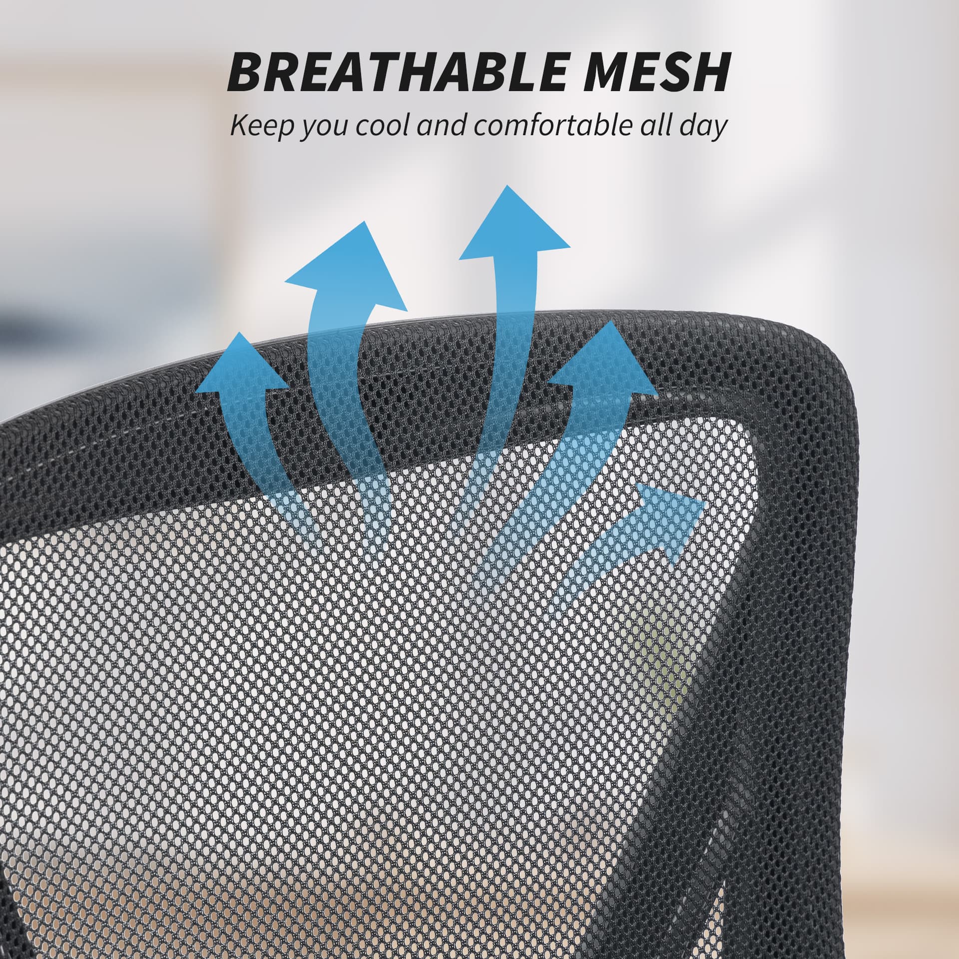 Office Chair, Mesh Desk Chair with Flip-up Armrests, Lumbar Support, Adjustable Height, Black - Task Chairs - Office Furniture