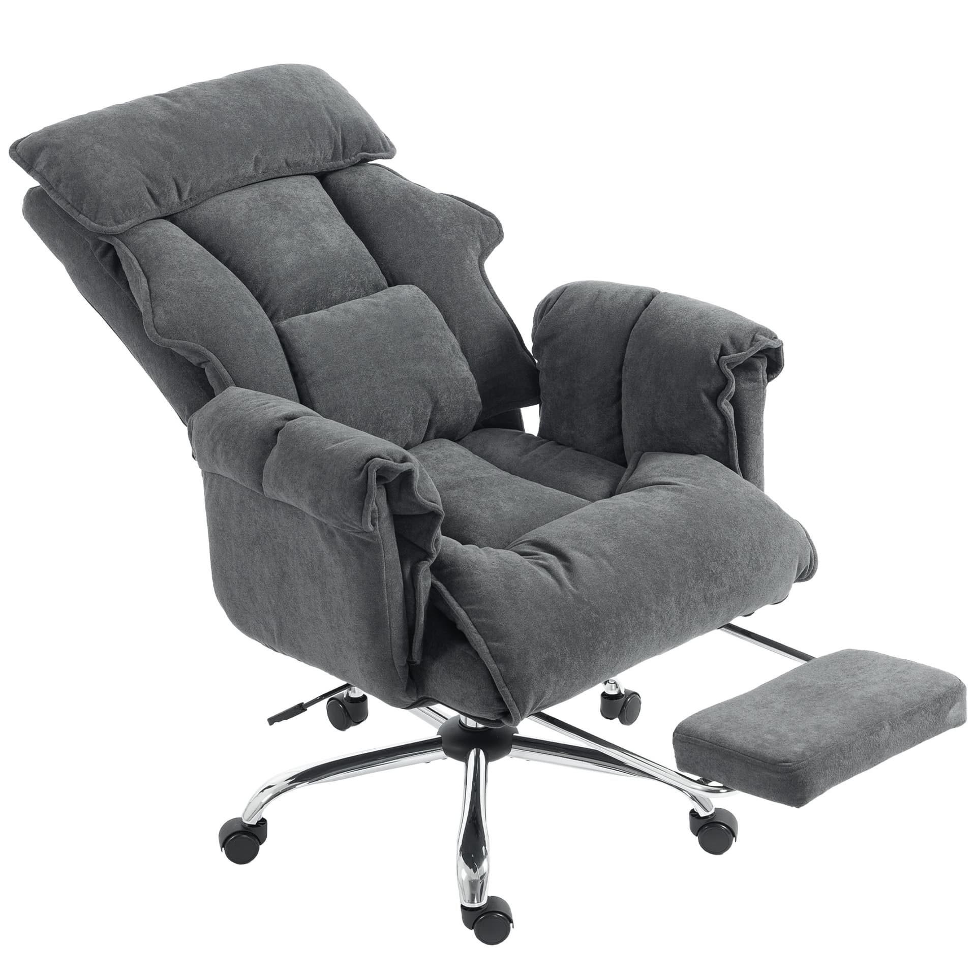 Desk Chair, Computer Office Chair with Footrest, Adjustable Backrest and Headrest, Dark Grey - Executive & Manager Chairs - Office Furniture