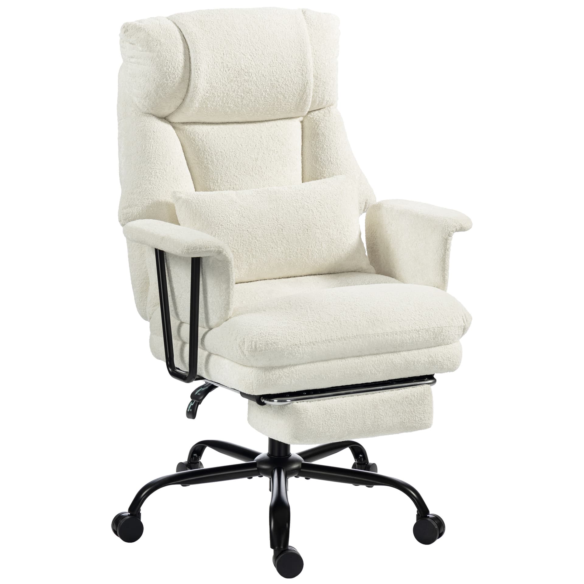 Office Chair, 400 lbs Heavy Duty Linen Computer Desk Chair with Lumbar Support, Wide Seat, Spring Cushion, Cream White - Executive & Manager Chairs - Office Furniture