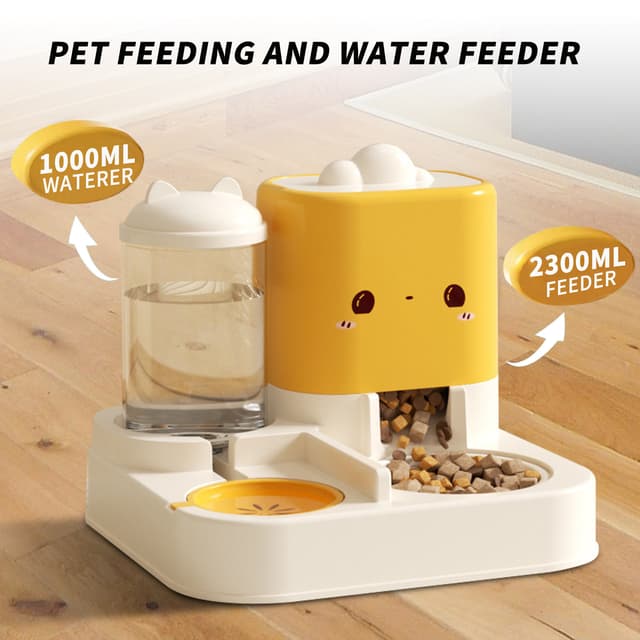 Pink Cartoon Designed Pet Feeding And Drinking Device | Easily Cater Your Pets Consumption