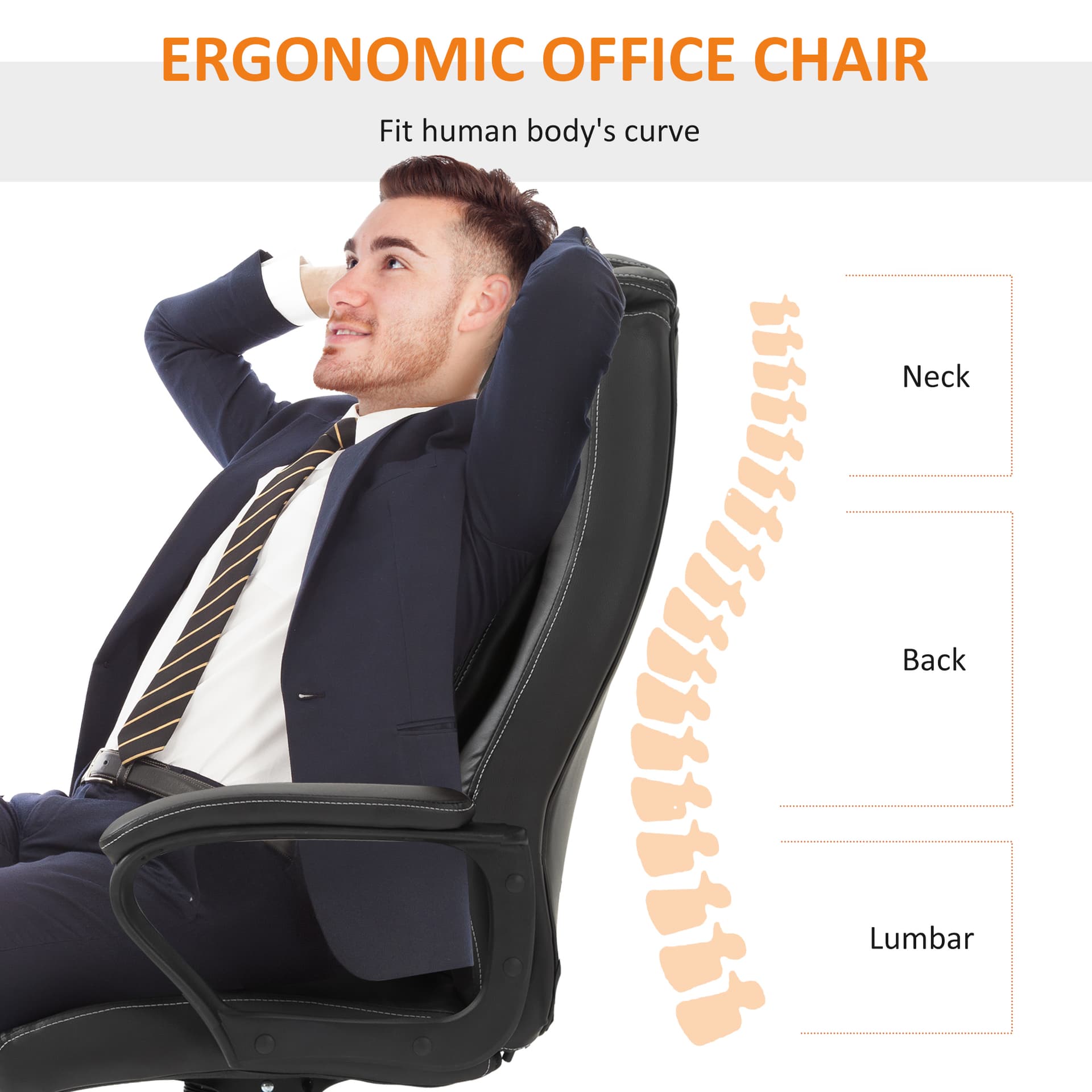 Massage Office Chair, High Back Executive Office Chair with 6-Point Vibration, Timer, Adjustable Height, Swivel Seat and Rocking Function, Brown