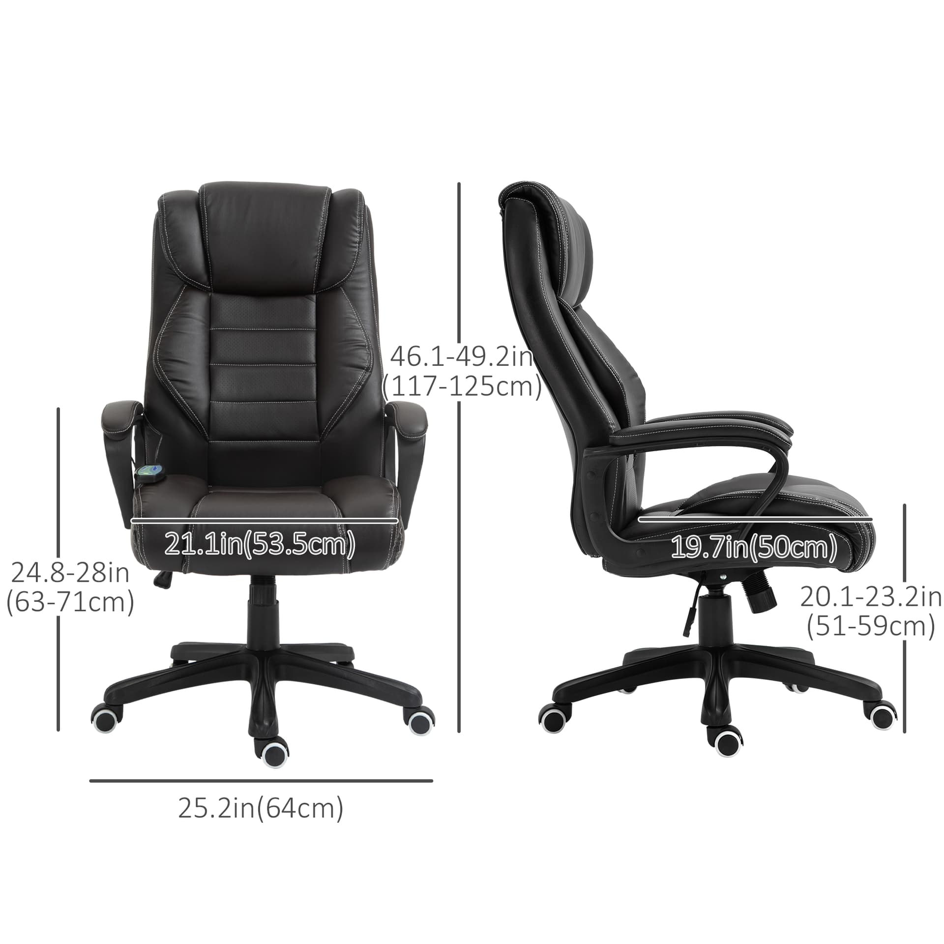 Massage Office Chair, High Back Executive Office Chair with 6-Point Vibration, Timer, Adjustable Height, Swivel Seat and Rocking Function, Brown