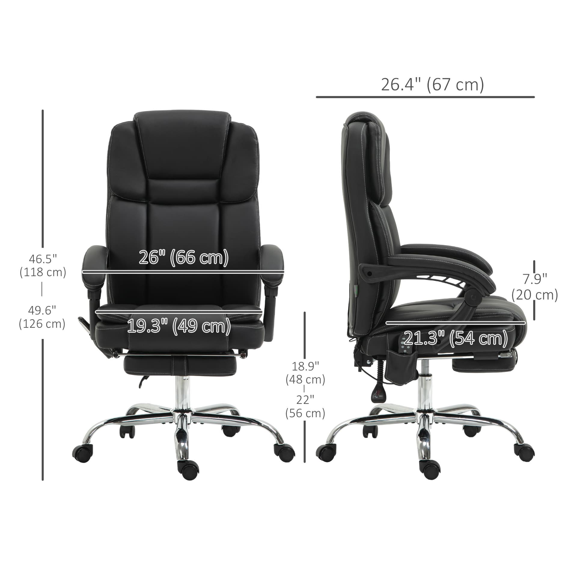 Massage Office Chair, Reclining Executive Office Chair with 6-Point Vibration, Footrest and High Back, Black