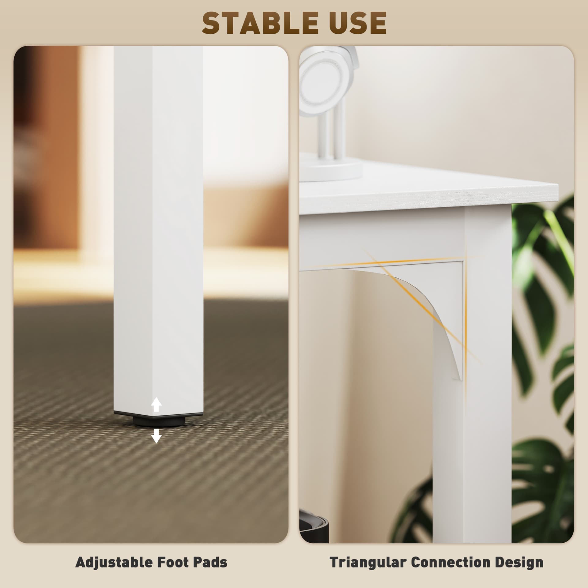71" Computer Desk, Desktop Desk with Metal Legs, White