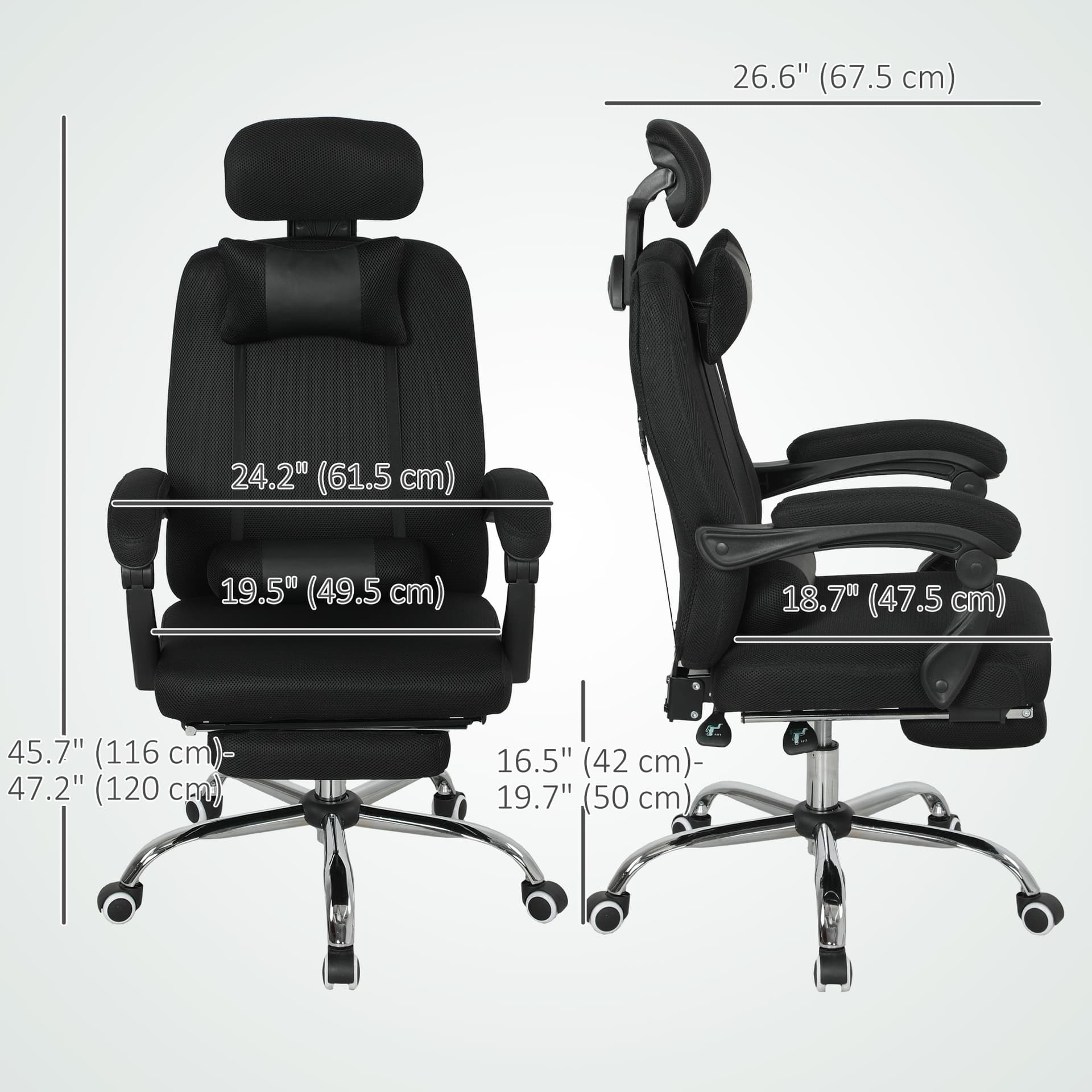 Ergonomic Executive High Back Office Chair with Footrest, Lumbar Support, Black - Executive & Manager Chairs - Office Furniture