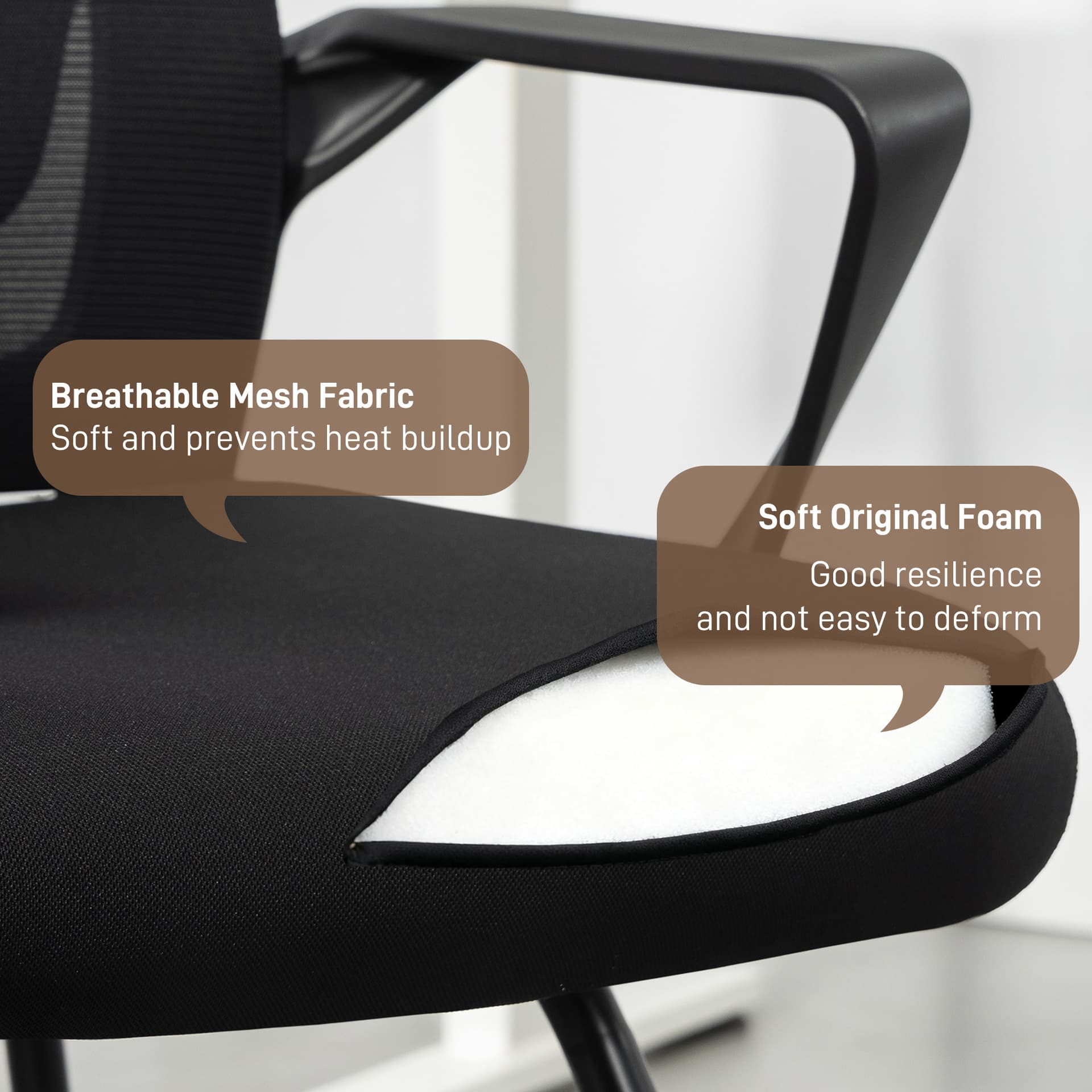 Desk Chair, Desk Chair No Wheels with Mesh Back, Lumbar Support, Metal Base for Reception, Conference - Task Chairs - Office Furniture