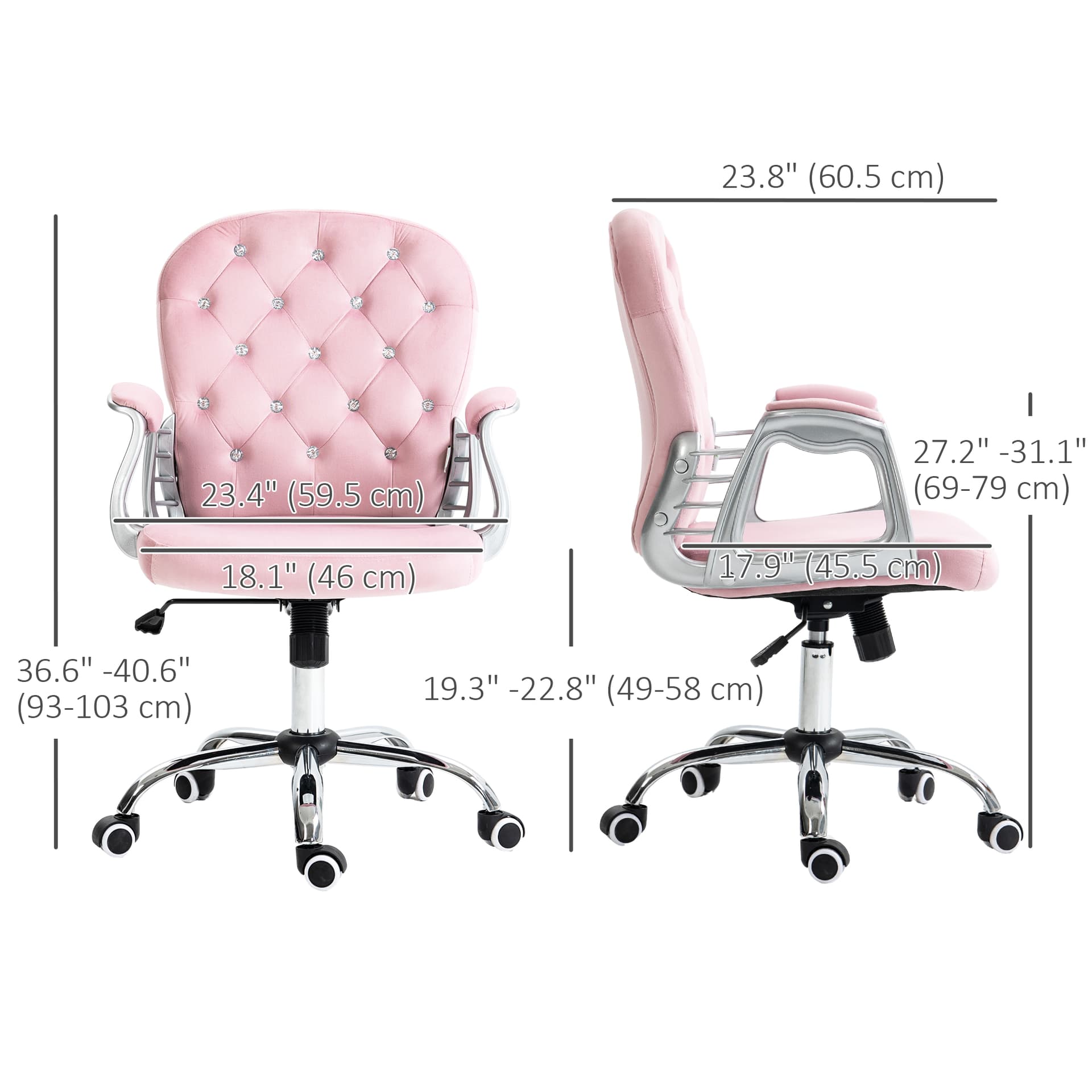 Office Chair, Computer Desk Chair with Adjustable Height and Tufted Back, Pink - Task Chairs - Office Furniture