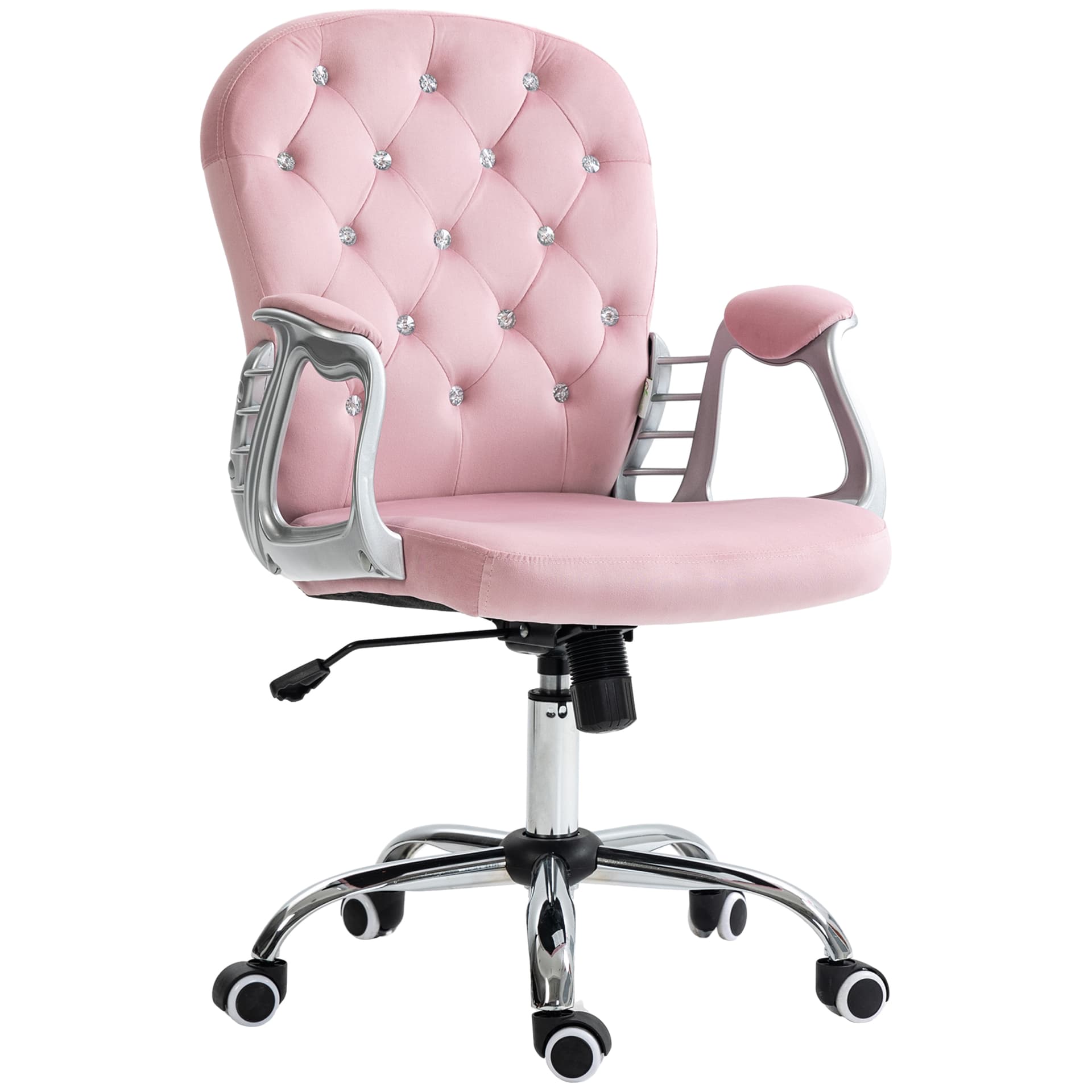 Office Chair, Computer Desk Chair with Adjustable Height and Tufted Back, Pink - Task Chairs - Office Furniture