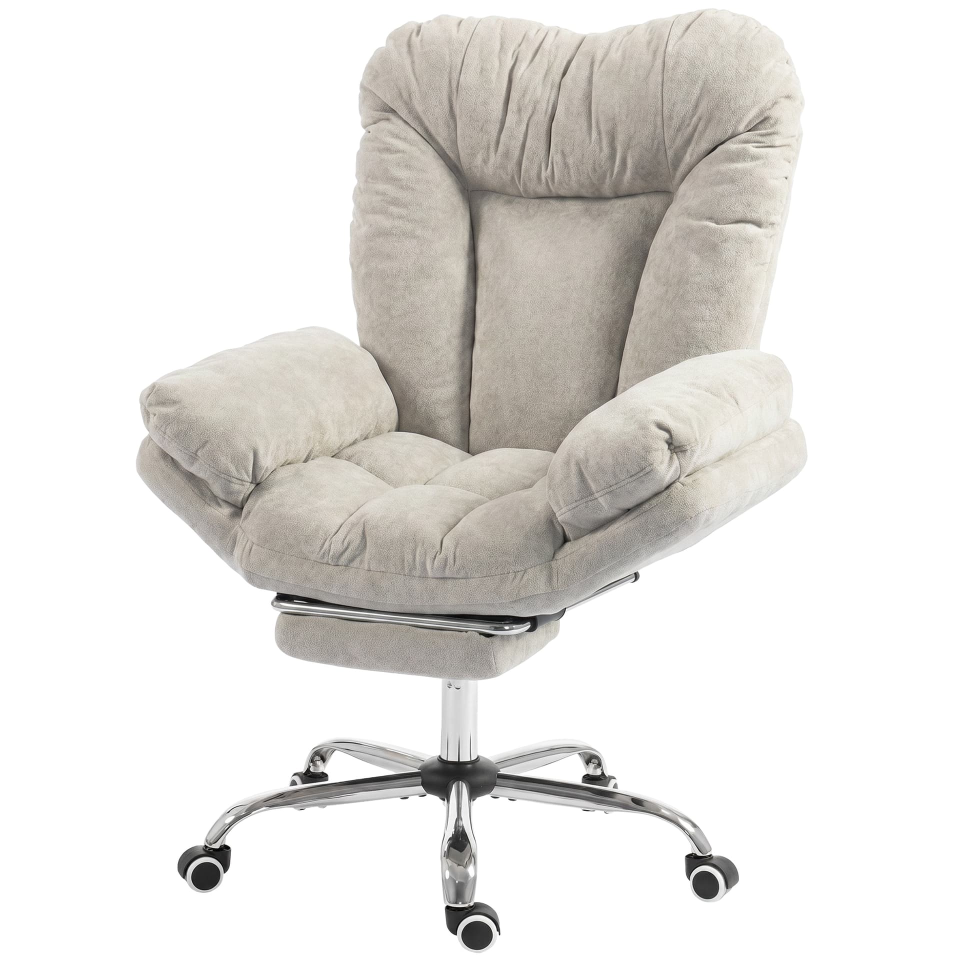 Criss Cross Chair with Wheels, Waterfall Armrests, Overstuffed Wide Office Chair with Footrest, Light Grey - Task Chairs - Office Furniture
