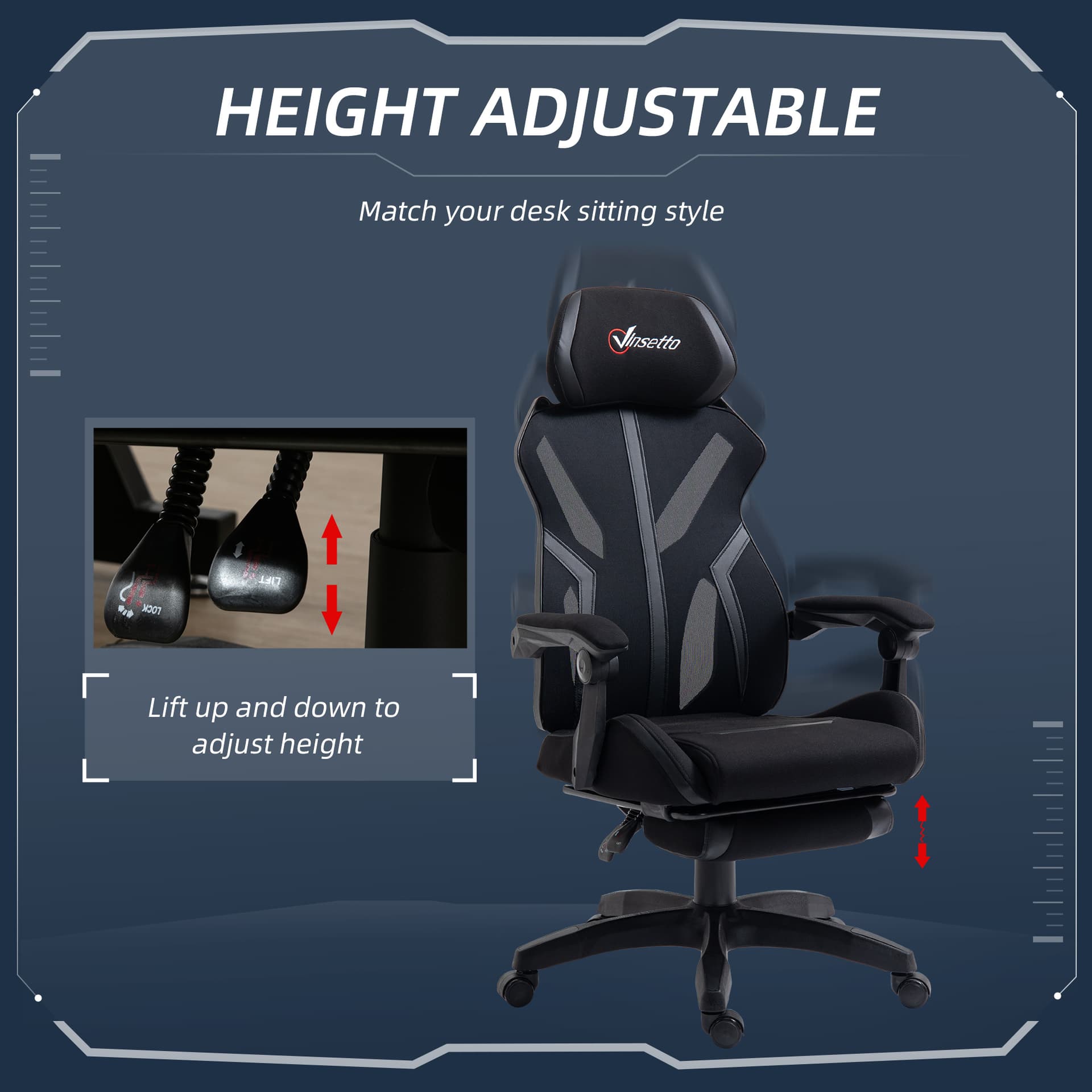 Gaming Chair, Ergonomic Computer Chair with Footrest, Headrest, Recliner Swivel Seat with Adjustable Height, Black - Video Game Chairs - Office Furniture